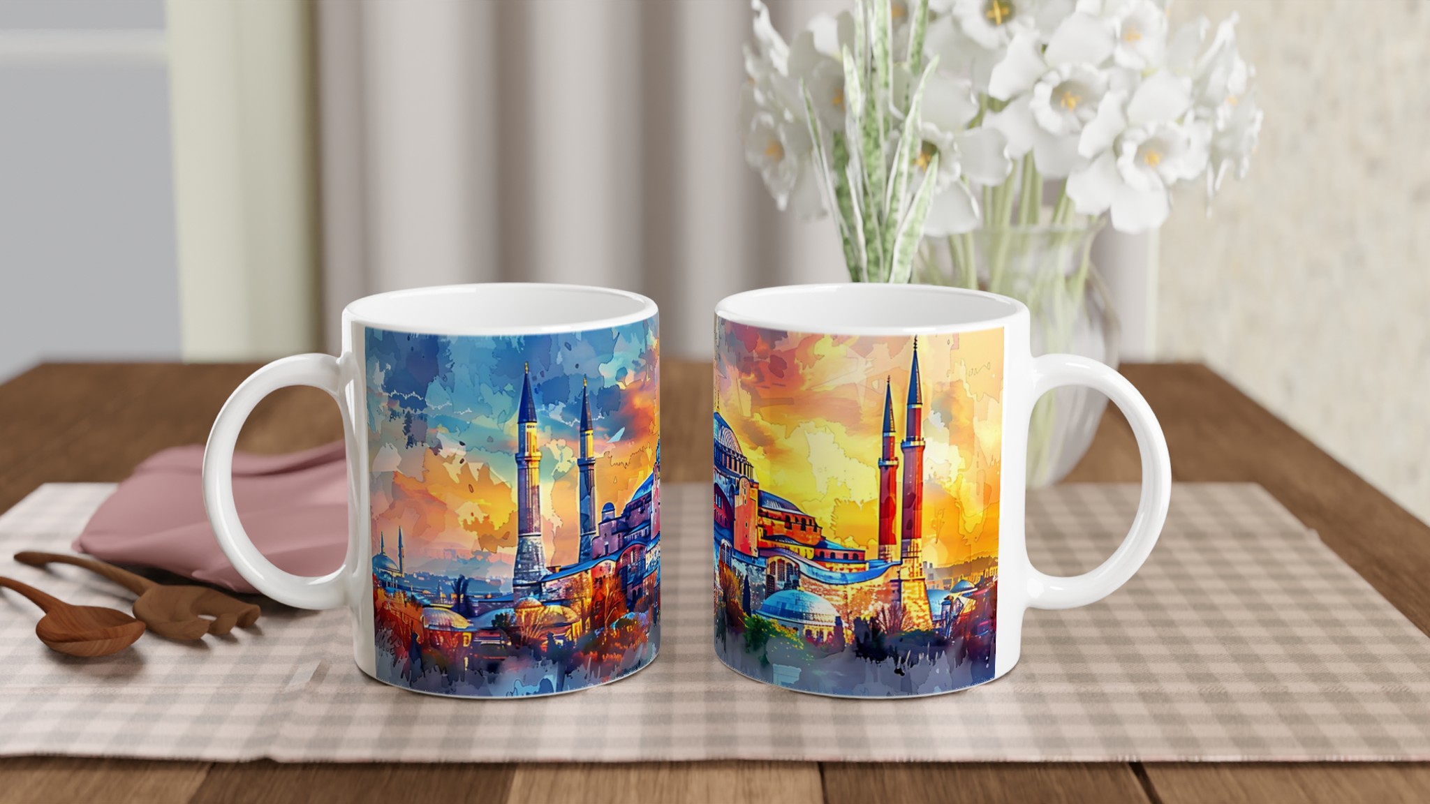 Hagia Sofia Watercolor 11oz Keramisk Mugg - Levande Konst för Dina Fikastunder, Välj Bland Flera Färger 10 56a86a9d-0ed2-4b06-af78-cfbcdc3642ff