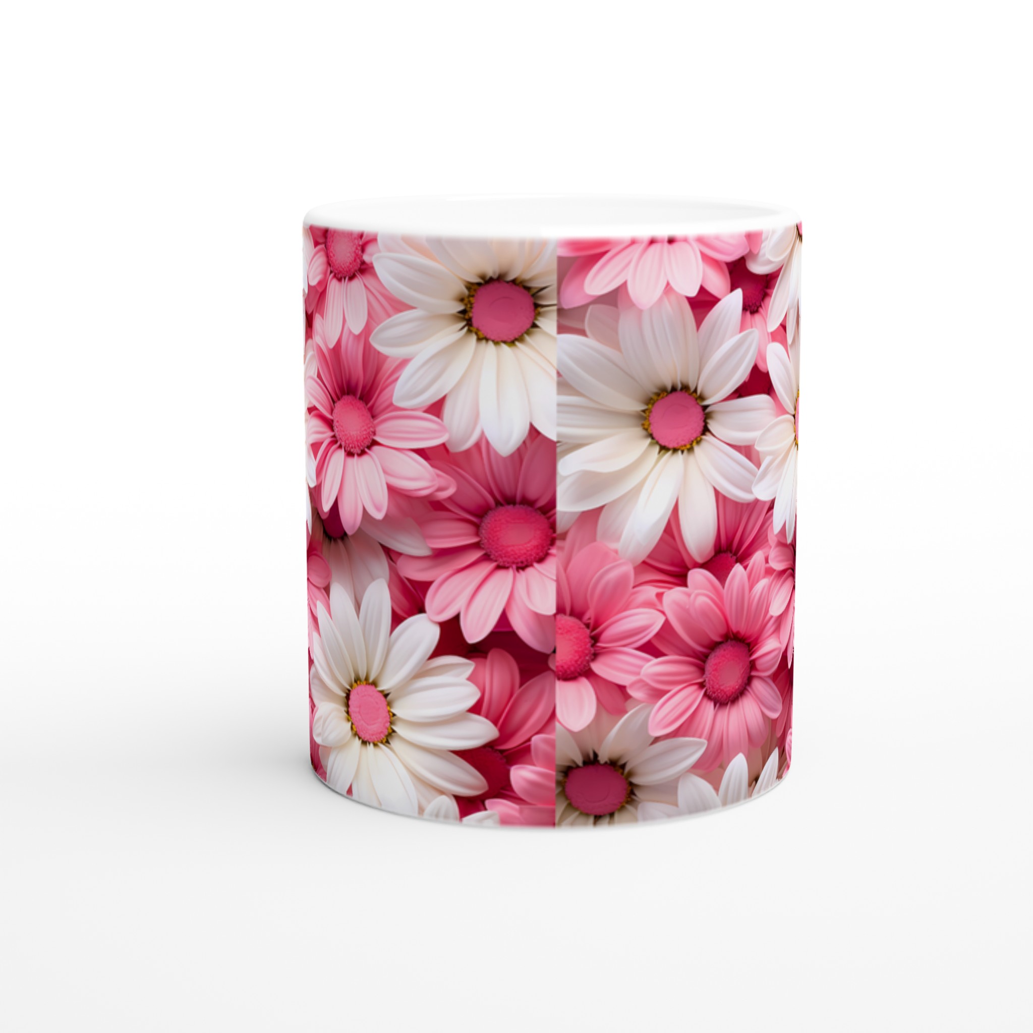 Blomstrande 11oz Keramikmugg – Rosa & Vit Margeritmönster, En Färgexplosion för Din Dryck 8 5705a5ba-79b0-4f80-ab89-c70929c9a938