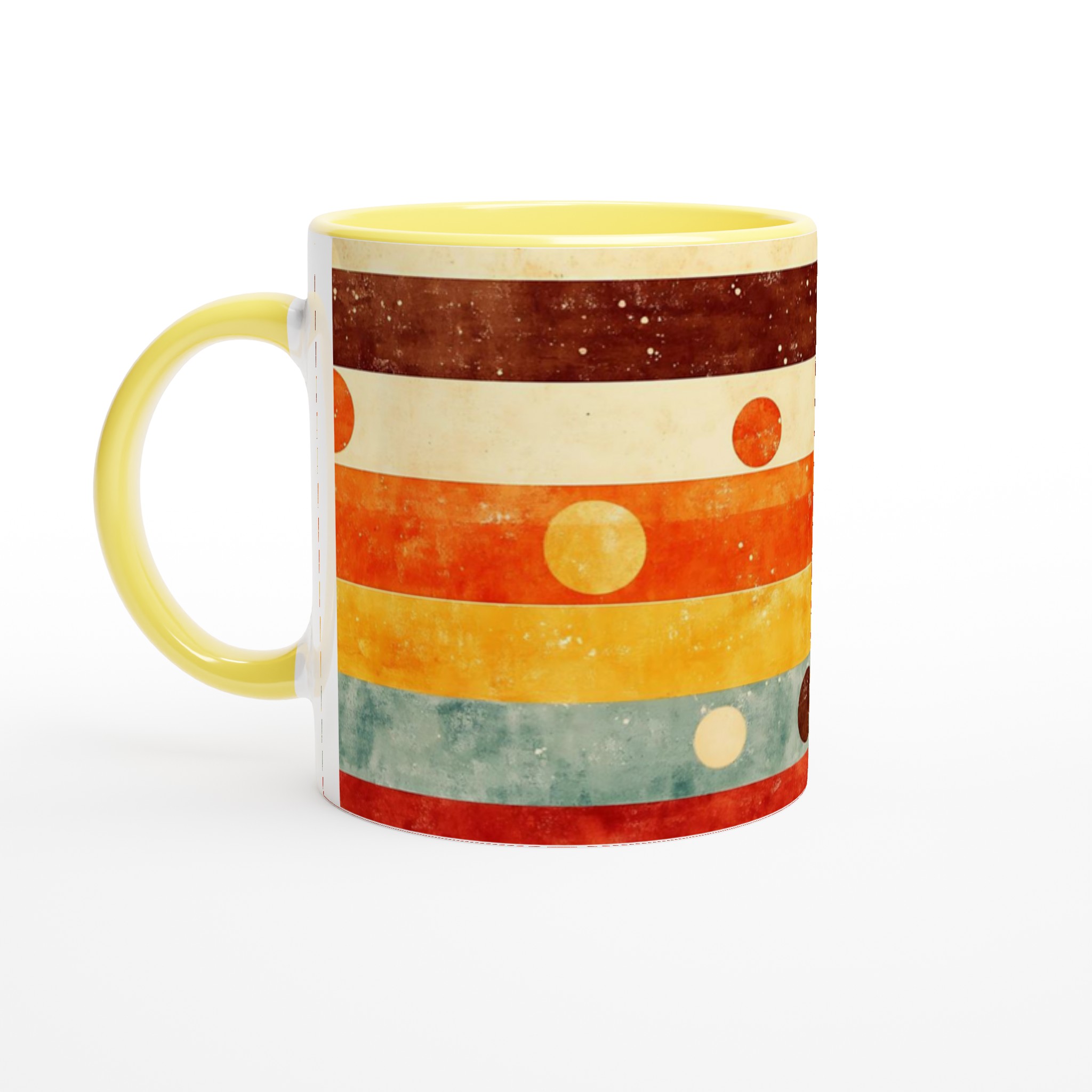 Retro Abstrakt Mugg - 11oz Keramikmugg i Vintage Färger & Geometrisk Design 3 570610b3-7203-47ba-baf7-26b194c7f526