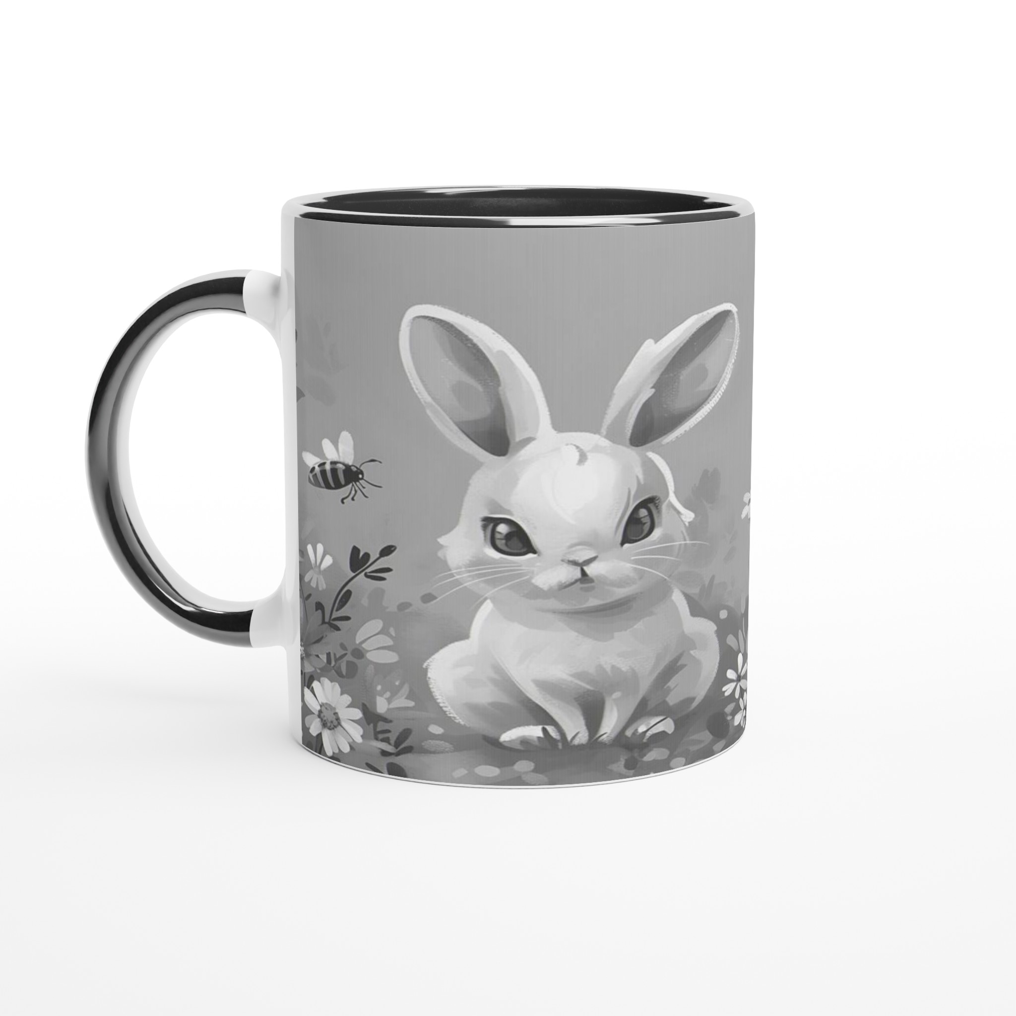 Söta kaniner i blomsteräng - 11oz keramisk mugg för drömmande stunder i din valfria färg! 7 574f7f70-0cce-4892-8de8-7d15e5472033
