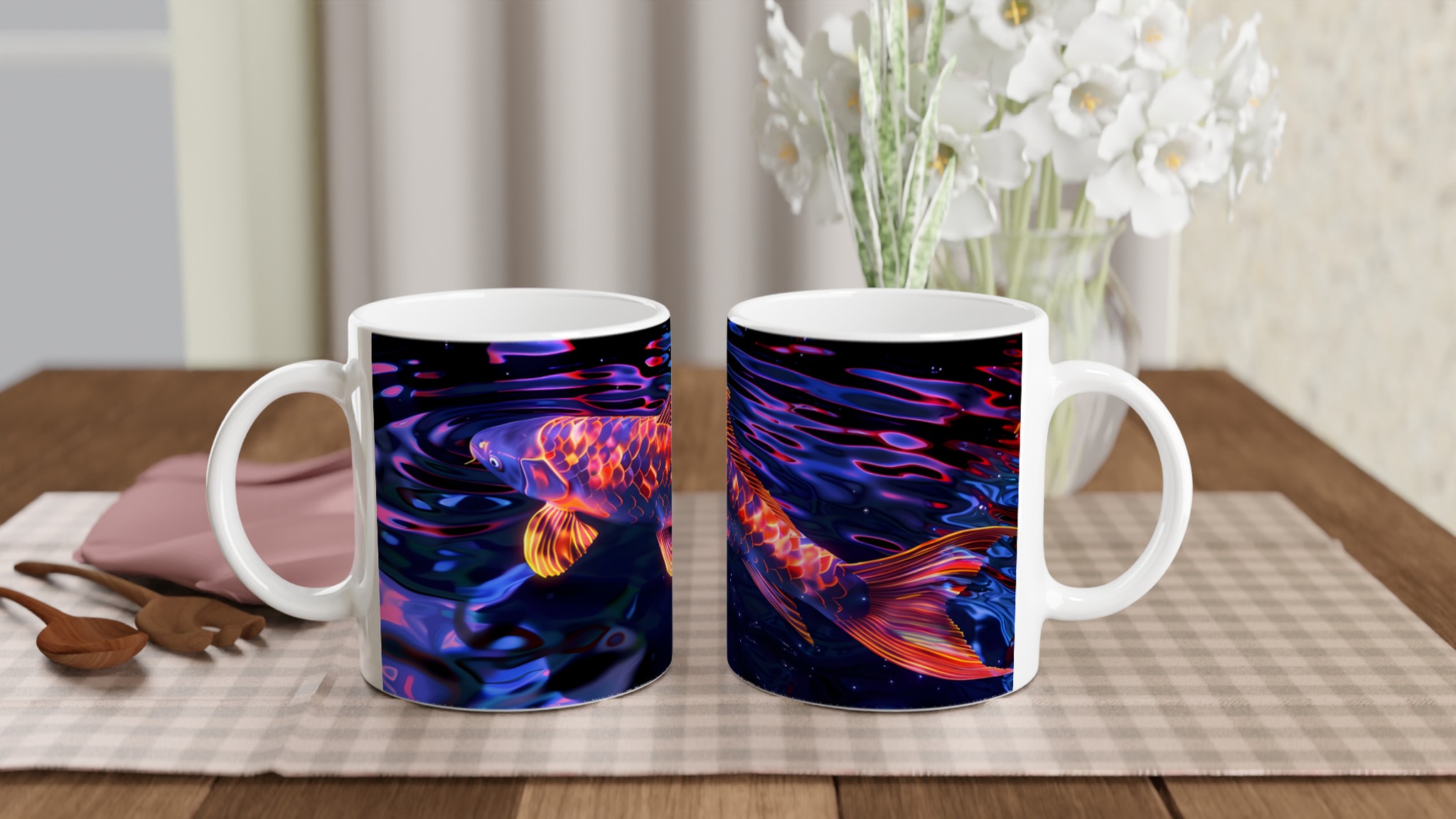 Neon Koi Drömmugg – 11oz Keramisk Kaffemugg med Lysande Fishtryck i Valfri Färg 10 588ce7b2-d9a1-4e52-9ad5-4276c6b82754