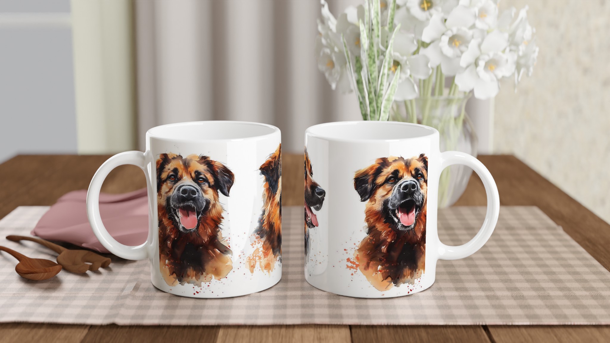 Vår Vattenskyddade Keramikmugg - Med Tre Målningar av en Glad Hund, Perfekt för Hundälskare, Välj Din Favoritfärg! 10 58dc4742-f616-4000-b34f-2cac1a0e50fd