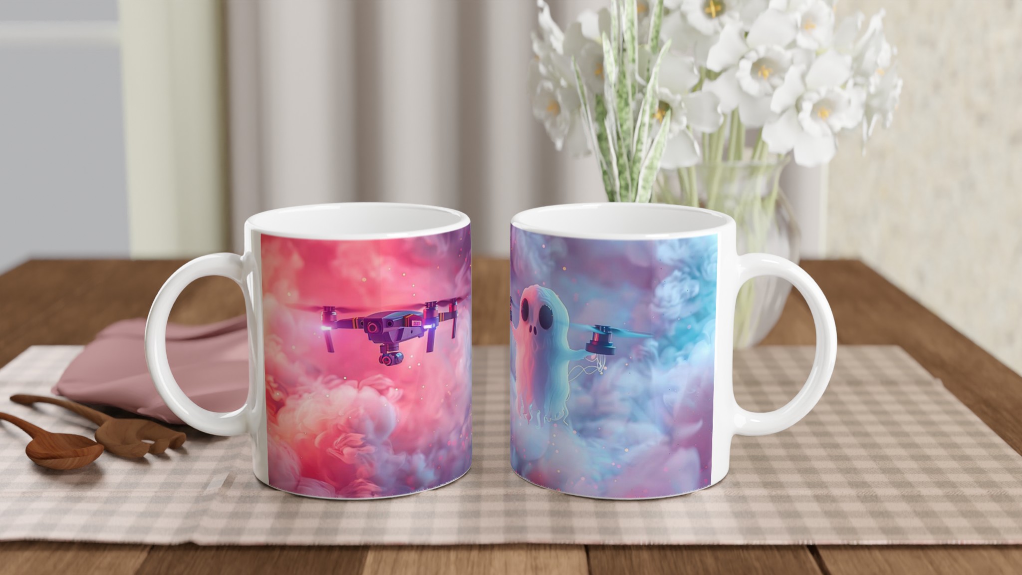 Drönare och Spöke Keramikmugg – Mystisk Design i Levande Färger, Välj din nyans! 10 59738e50-f15d-4e1b-af83-ce60aedfae01