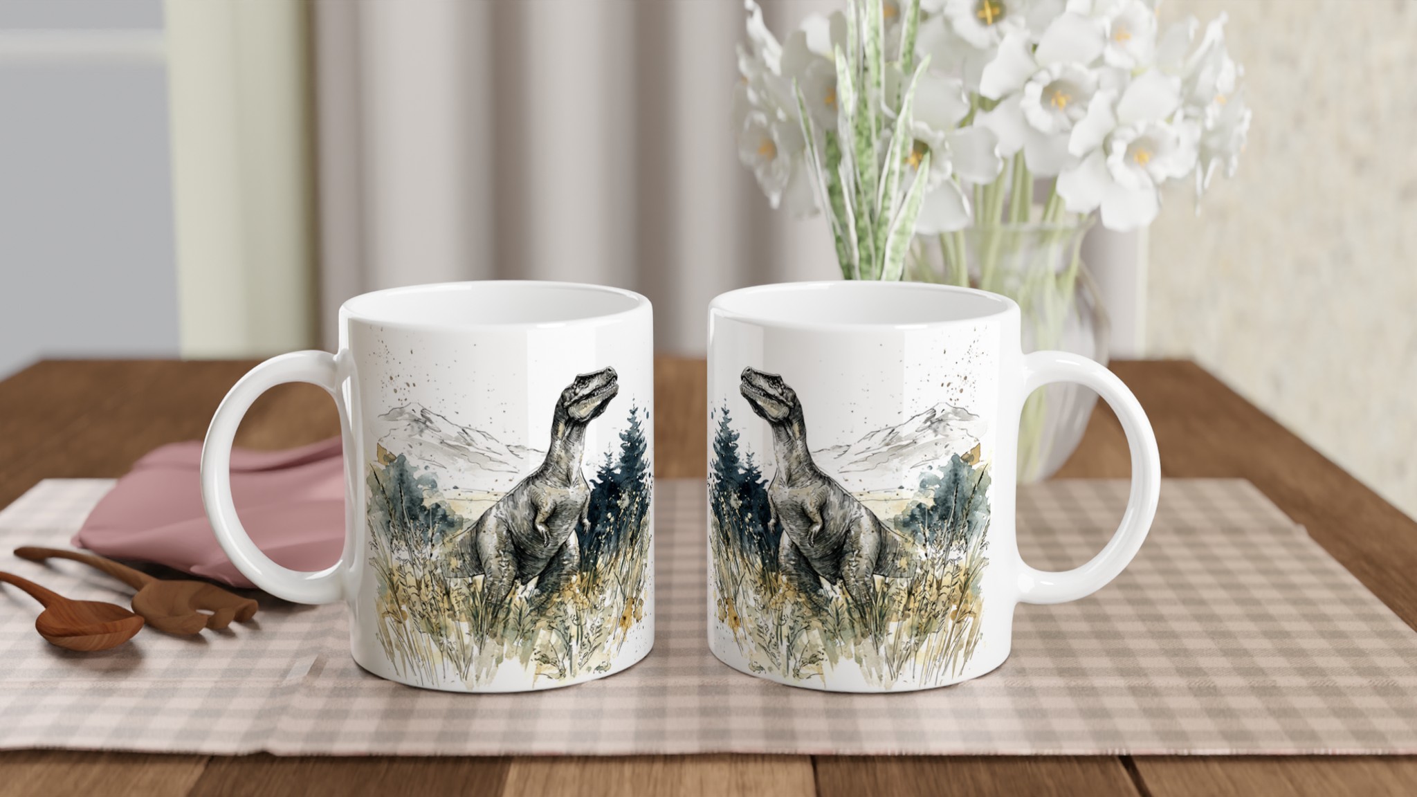 Dinosaurie Akvarell Mugg - 11oz Keramisk Mugg för Dinosaurieälskare i Flera Färger 10 59c5e045-803d-48ca-88aa-0ab1e65650ab