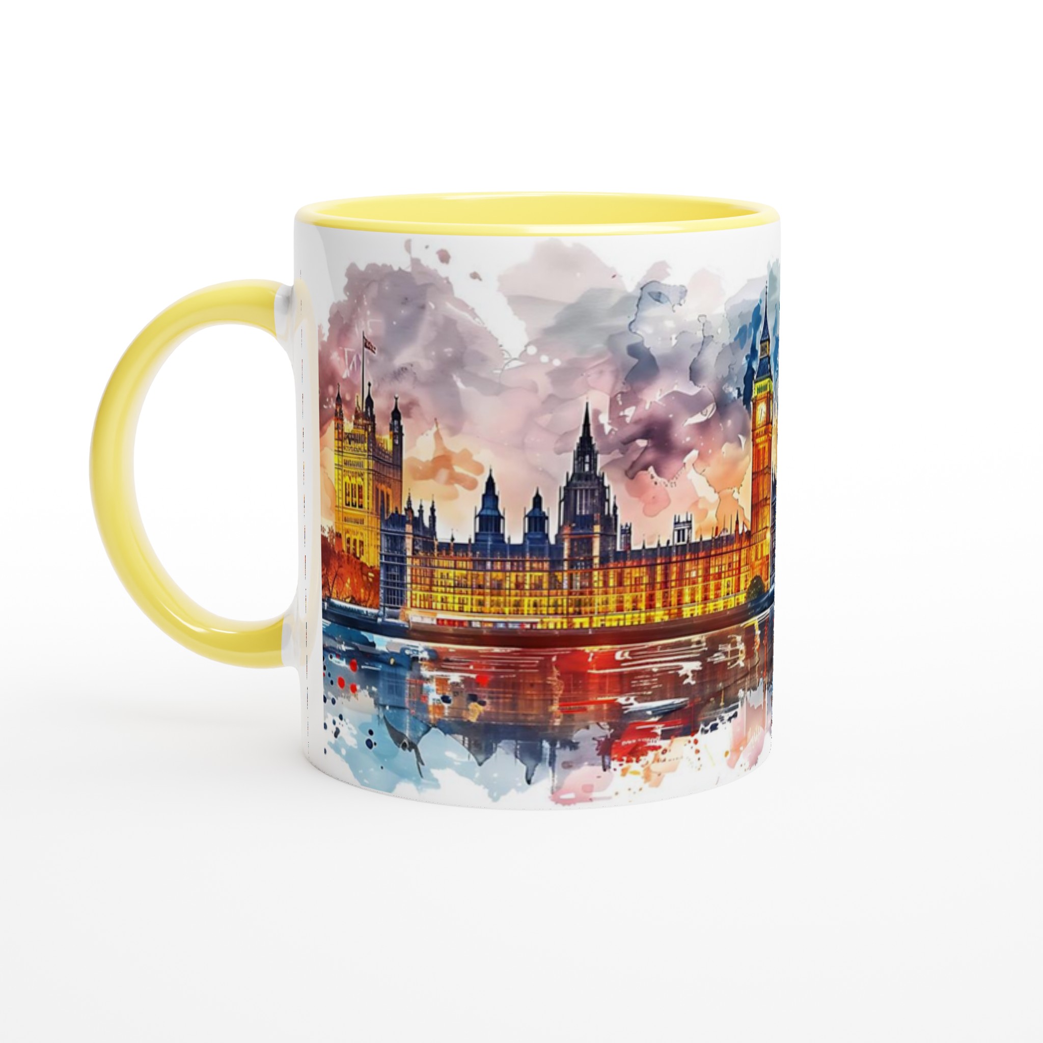 London Skyline Akvarellmugg – Konstnärlig Siluett & Levande Färger, Välj din favoritfärg! 5 5a07dd84-a594-44fa-9cdb-65c883b82e41