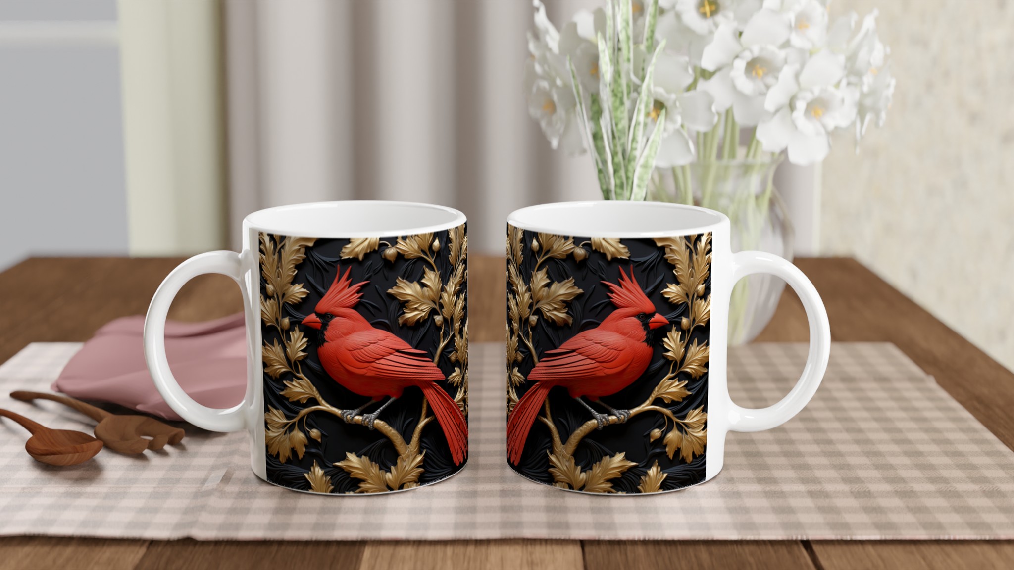 Elegant Vit 11oz Keramisk Mugg med Klassisk Rödhakad Domherredesign i Sju Färgval 10 5aaf9771-6380-4897-aaf2-78440d7fdc12