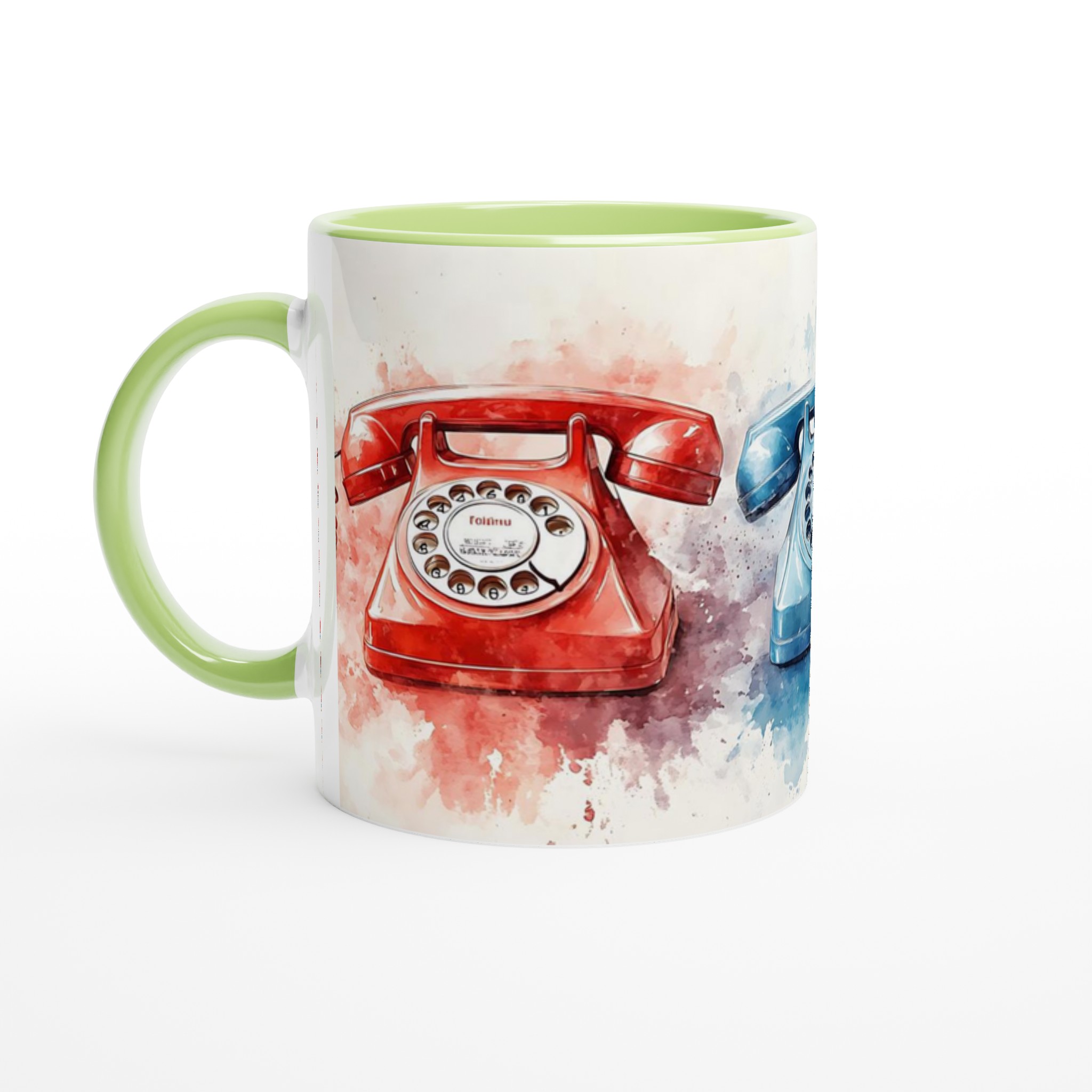 Retro Telefon Konst Mugg – Vintage Charm i Akvarell | 11oz Keramikmugg i Flera Färger 6 5ac4eff0-de3a-43a4-a30d-42c0d9b446f9