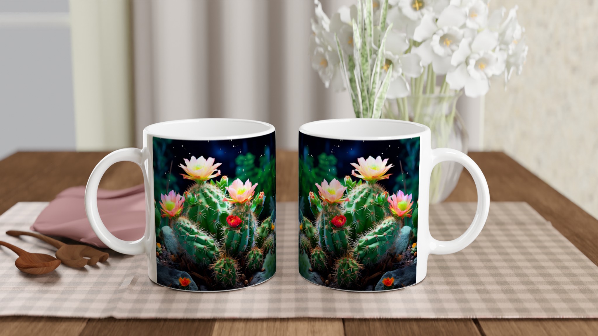 Kaktusblommor Under Stjärnorna – 11oz Keramikmugg i Valfri Färg 11 5ad3ccd8-ac34-42b5-9a60-749b12138325