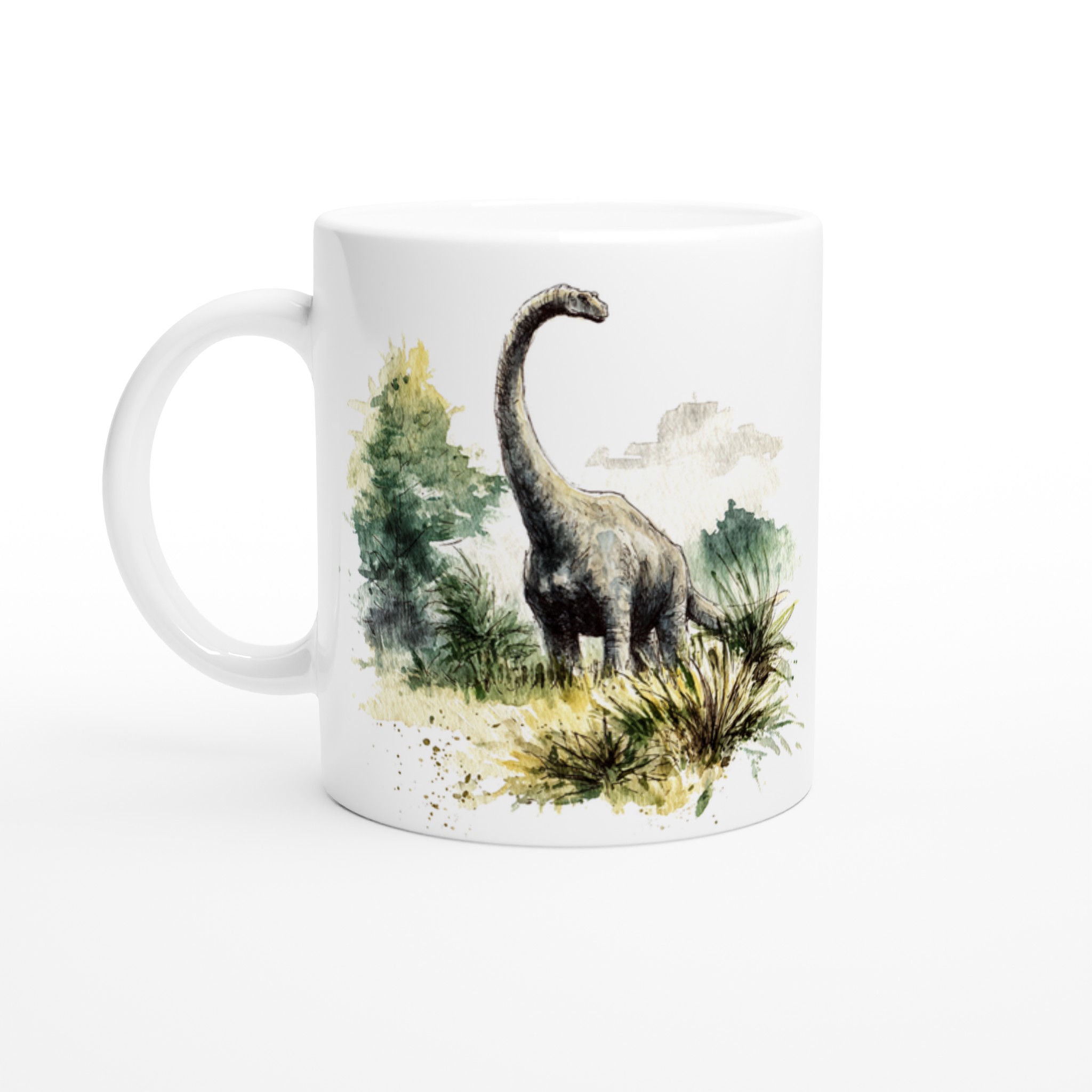 Förhistorisk Vattenfärg: Dinosaurie Mugg – Din 11oz Keramikmugg i Valfri Färg! 1 5adbbe6f-6815-4d70-b537-a6256e1b3f35
