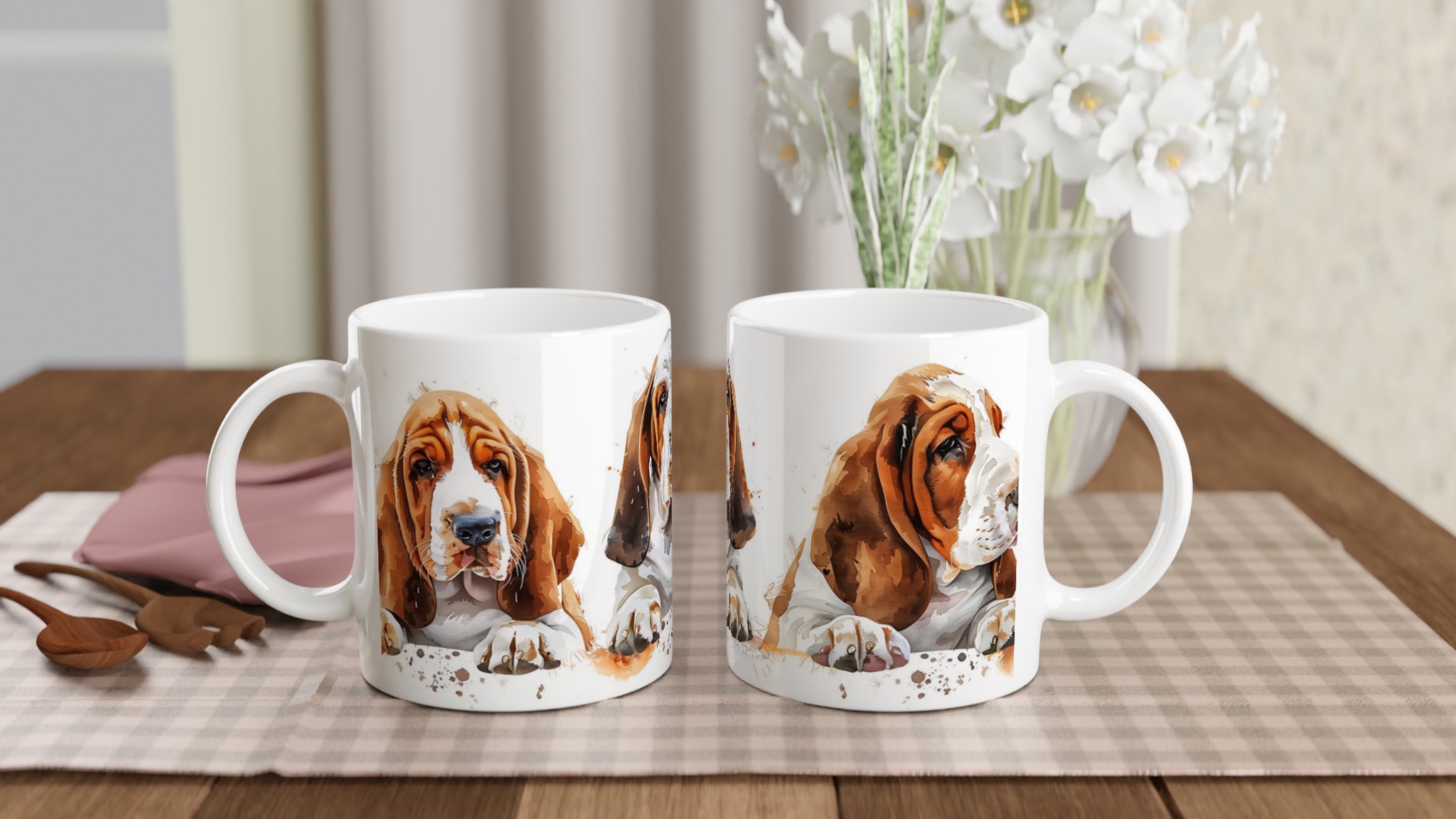 Basset Hound Valp Akvarell Mugg – Vit 11oz Keramikmugg i ditt val av 7 färger 10 5b20347a-9ca3-47f3-b8fb-55a14ab65990