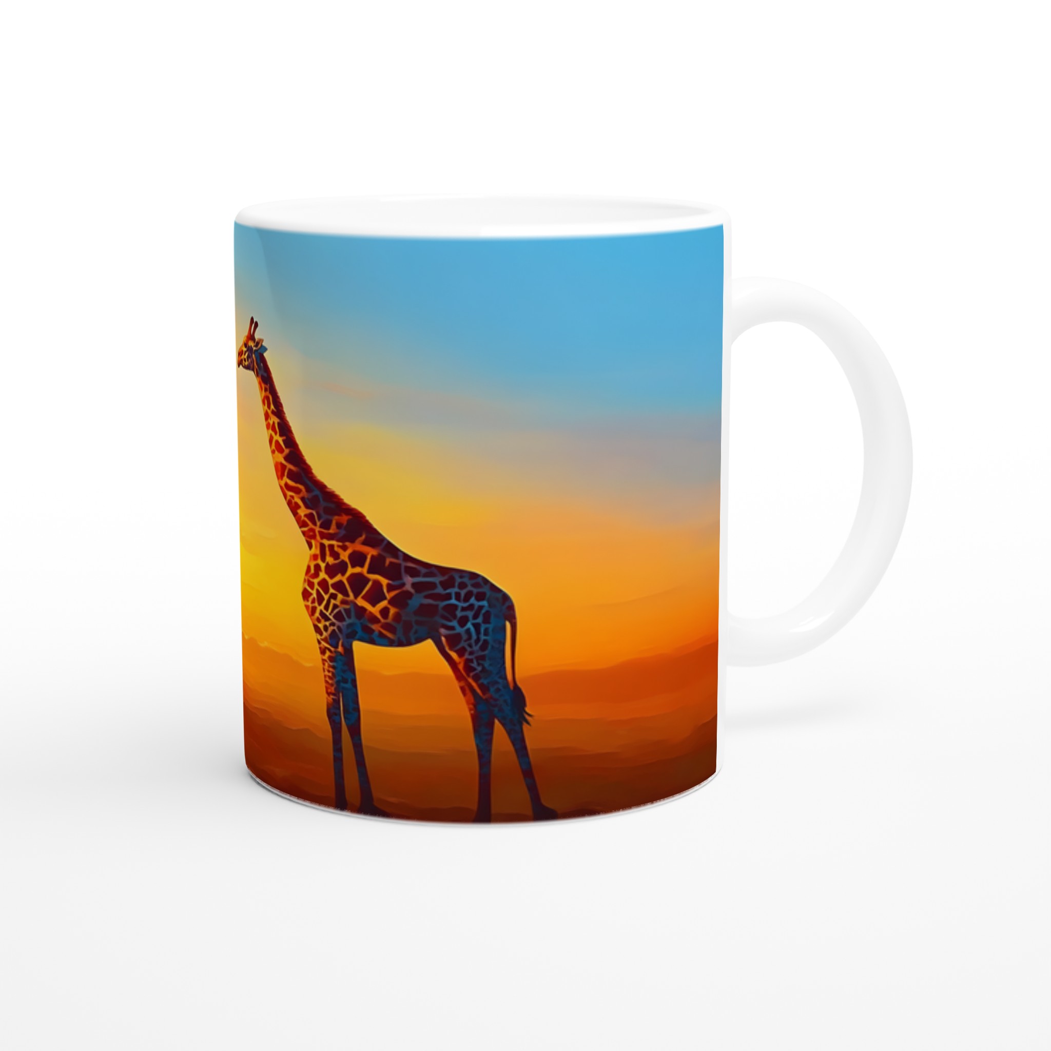 Giraff Silhouette Kaffemugg – Fängslande Solnedgång, 11oz Keramisk Mugg i Valfri Färg 9 5b4a06b9-3551-4d5f-960a-b487d5c61c79