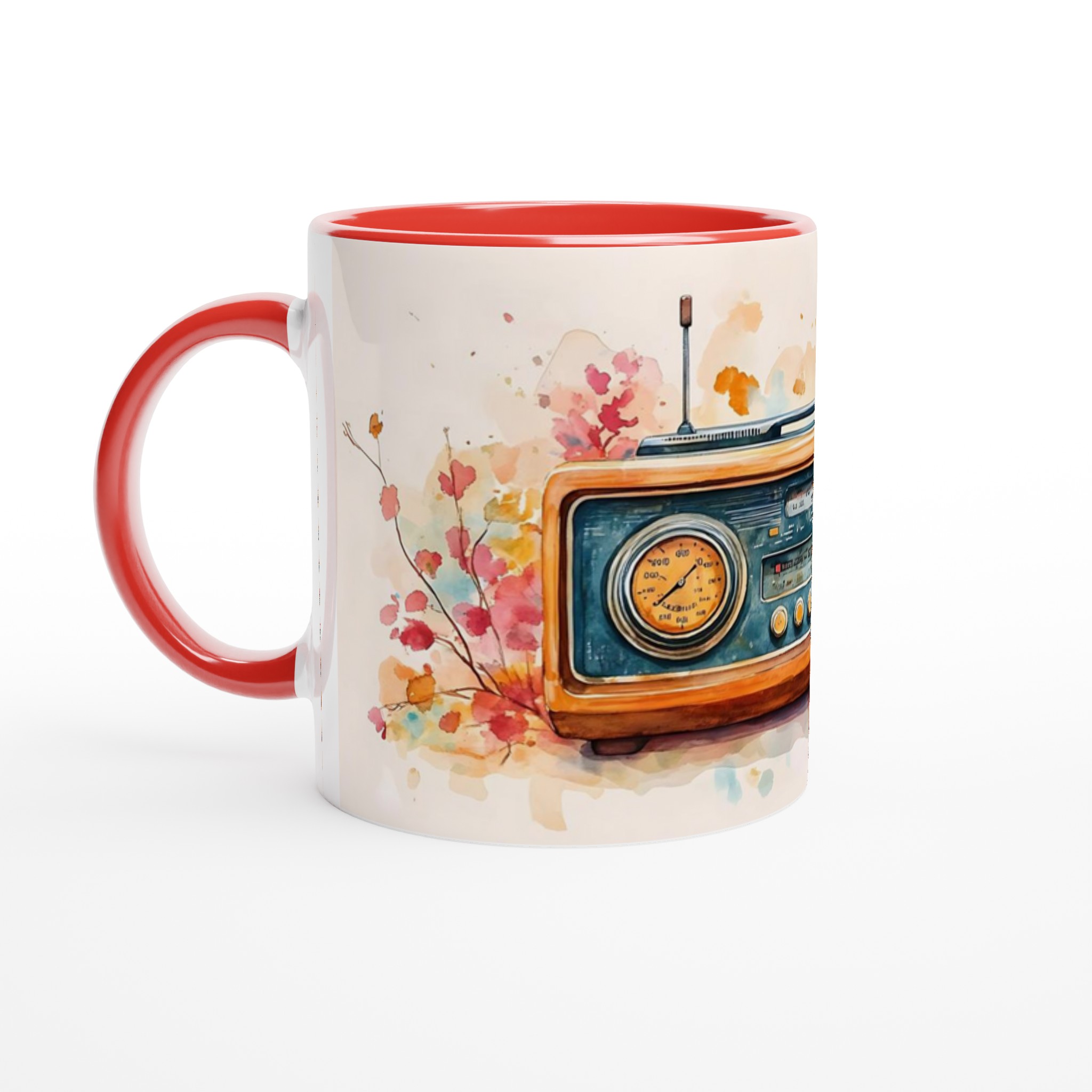 Nostalgi i Akvarell – Vintage Radiomugg med Varm Höstglöd – 11oz Keramisk Mugg i Valfri Färg 5 5b4d300e-2aca-4e17-9ebd-e0011d823250