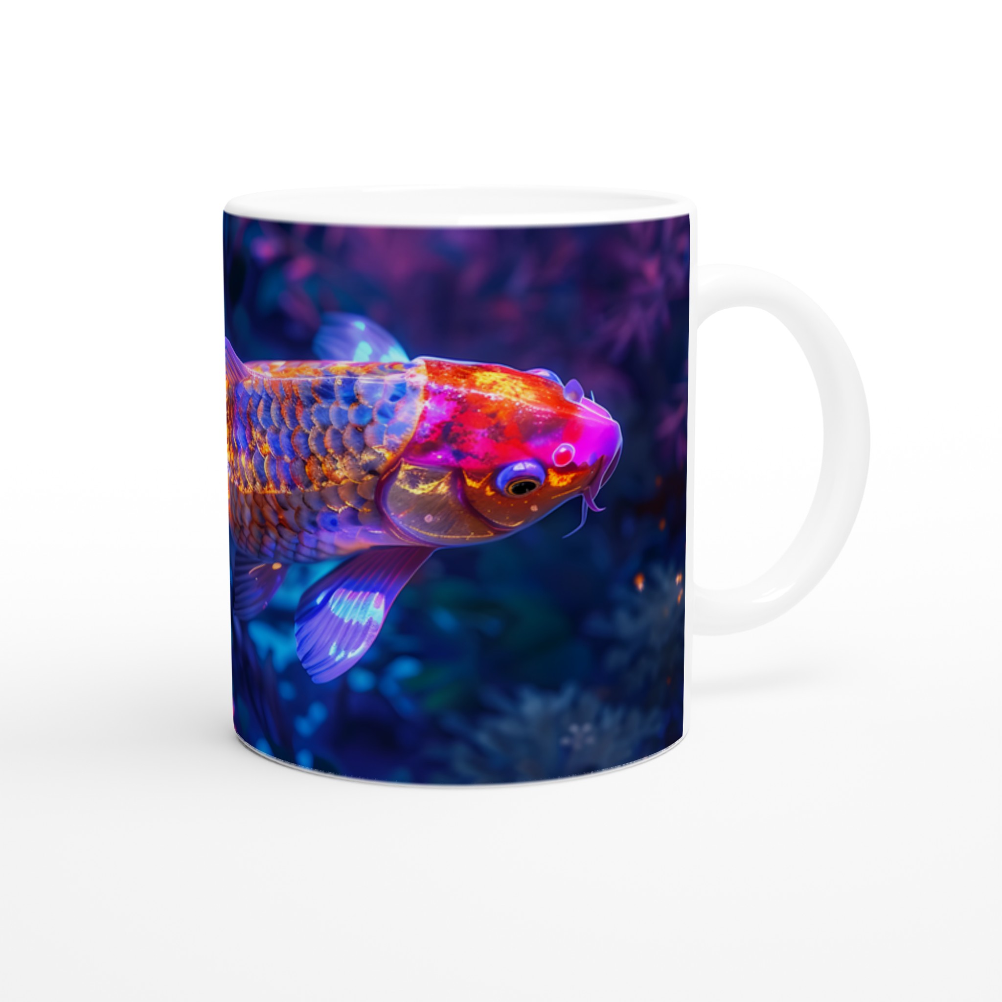 Neon Koi Fisken Mugg – 11 oz Keramikmugg i Hypnotiska Färger, Perfekt för Konstälskare & Färgstarka Tryck! 9 5b8003f8-c8cf-44b9-8d02-654f5e9356f3
