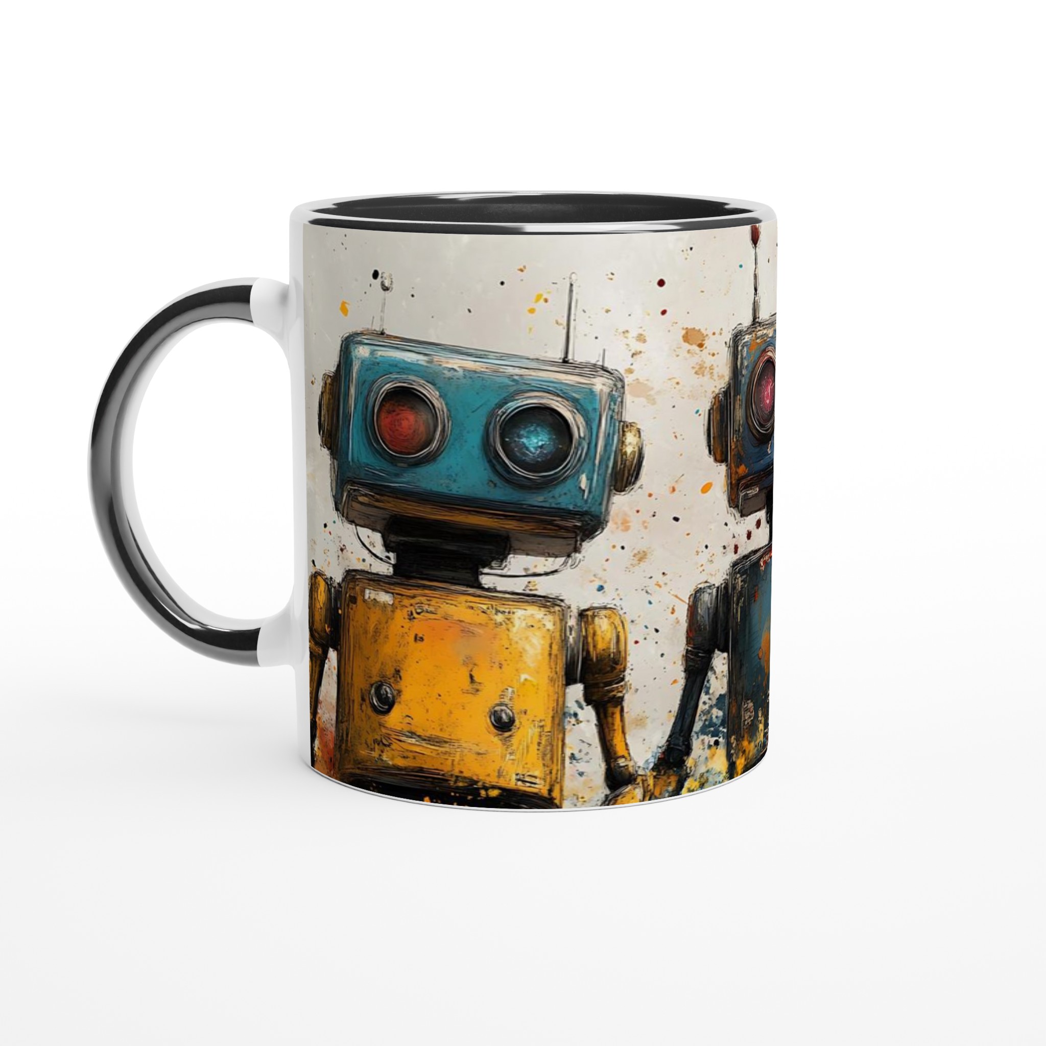 Retro Robot Art 11oz Keramikmugg – Välj din färg och ge liv åt din kaffestund! 2 5bae28ba-4d46-4e32-be52-8de492ae609a