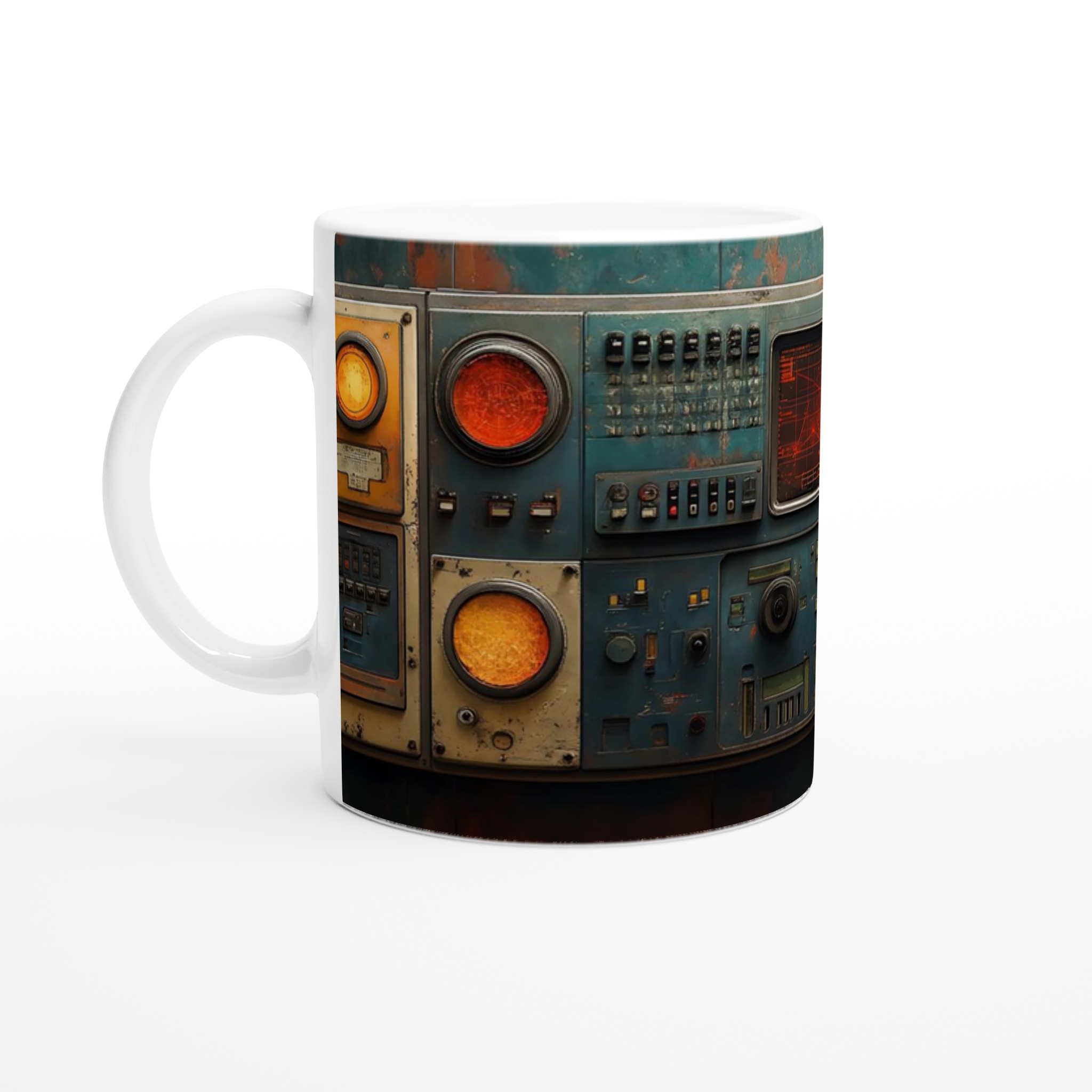 Retro Futurism Kontrollpanel Keramisk Mugg - Vintage Sci-Fi Design i 7 Färger 1 5c000c2f-e7d7-4287-b44f-ebaaf541edcd