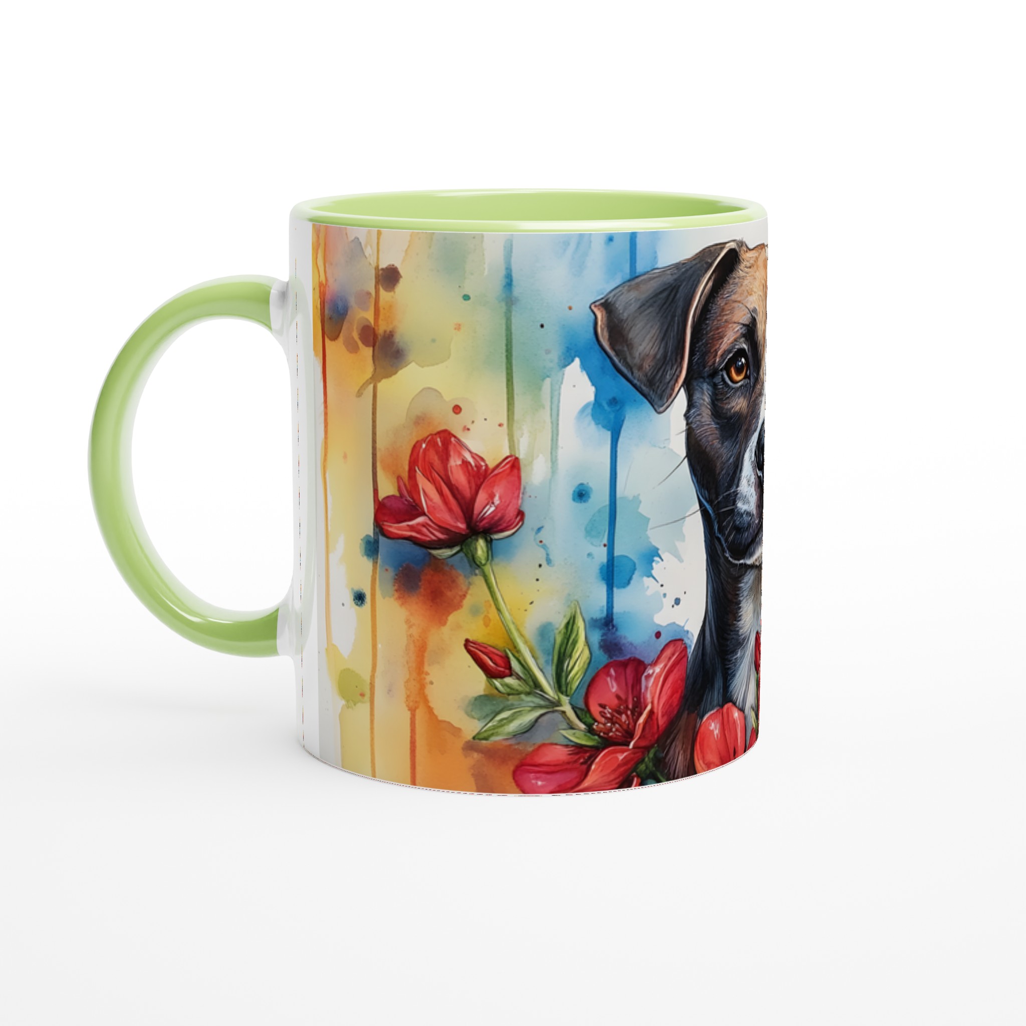 Vårälskande Hund Mugg – Konstnärlig Akvarelldesign för Kaffe & Te i Flera Färger 7 5cd693e5-048d-453f-8001-416a1e498e5c
