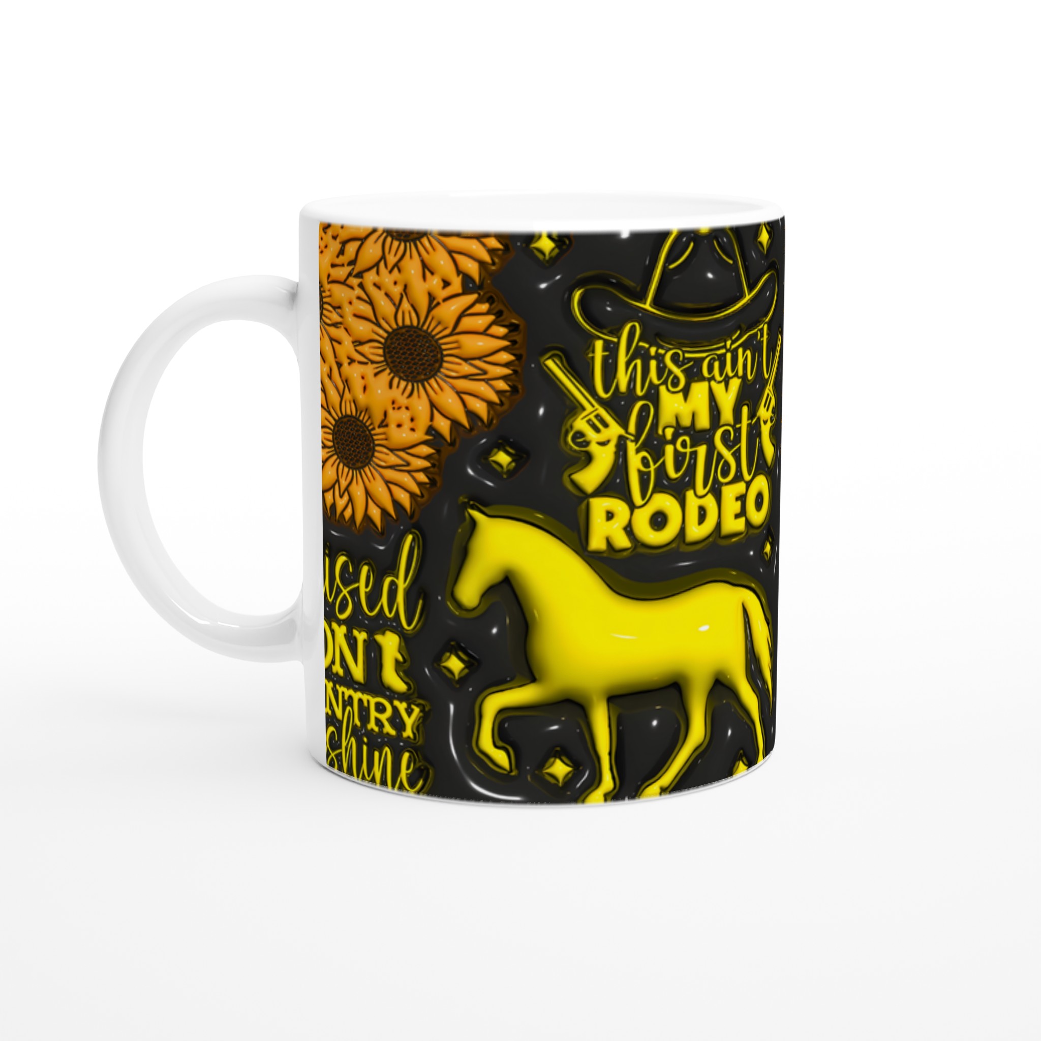 Country Sunshine & Rodeo Vibes Keramikmugg - Gul Stil på Din Valfria Färg 1 5ce1c39b-7bea-4f91-a82a-b58ba10722ef