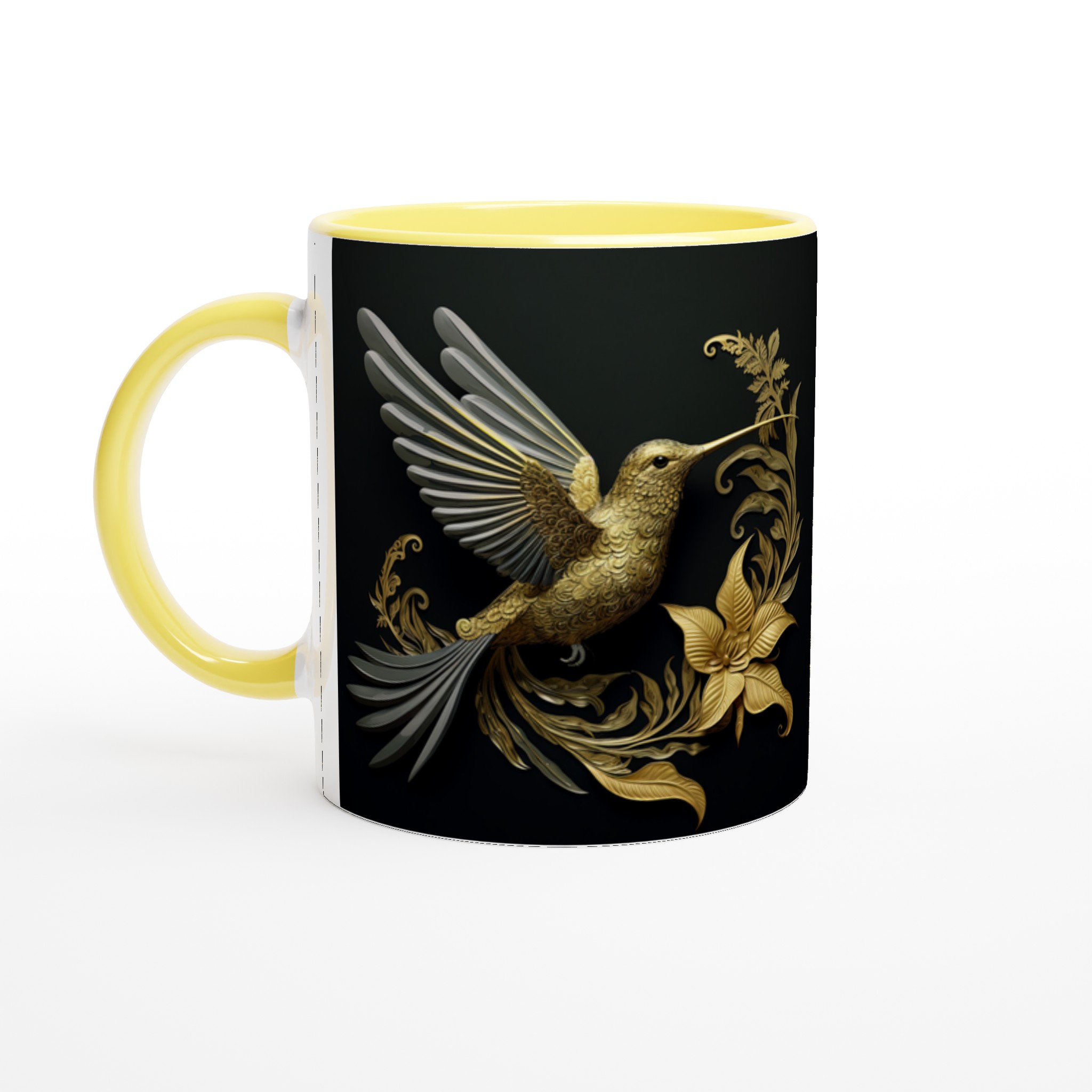 Lyxig Kolibrimugg – Gyllene Barockdesign på 11oz Keramikmugg, Välj din färg 5 5d40686c-501f-421e-a510-e7790be3f6b1