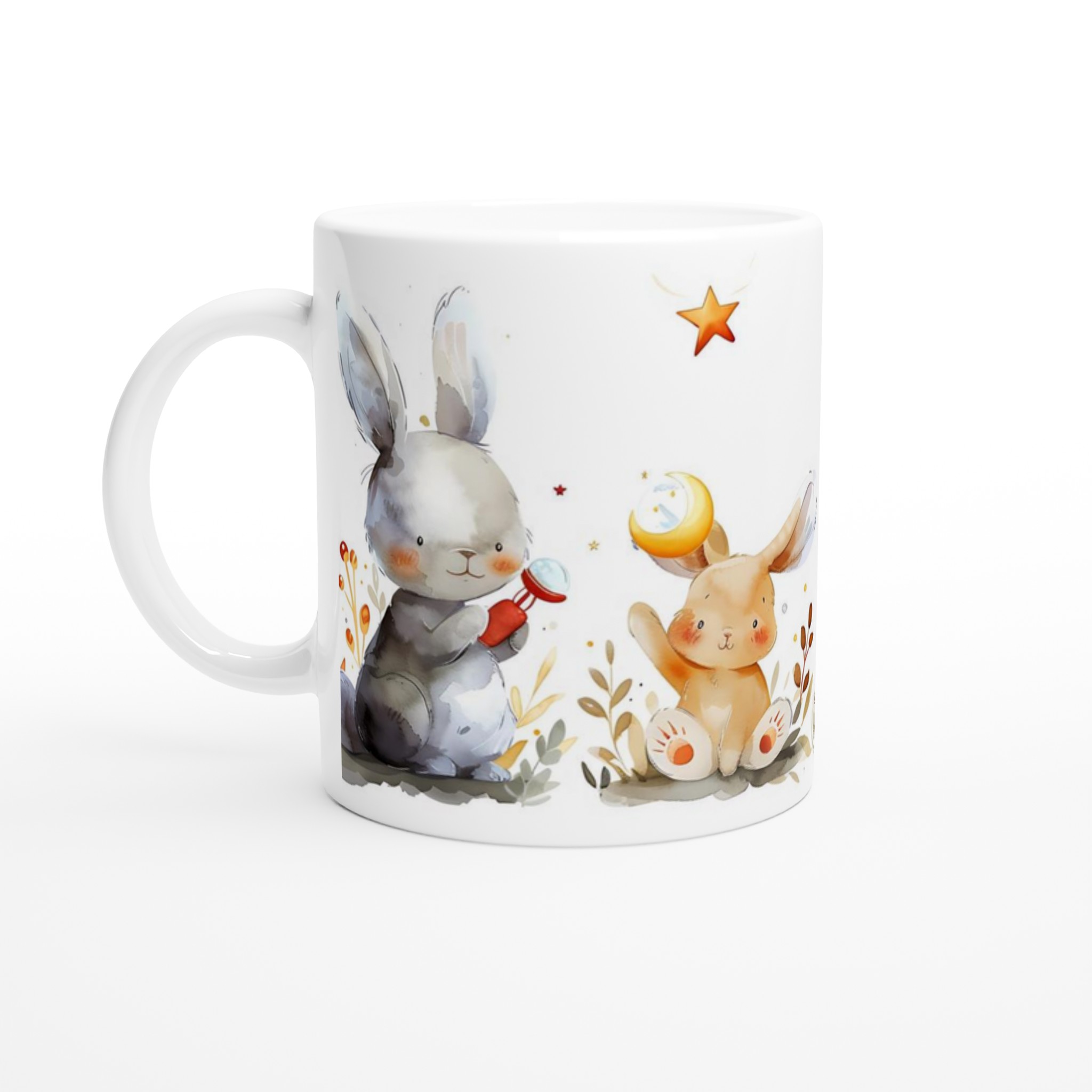 Söta Vattenfärgs Kaniner - 11oz Keramisk Mugg för Barn & Djurälskare i Valfri Färg! 1 5d6543dd-0245-4769-8e56-46efe6079f3e