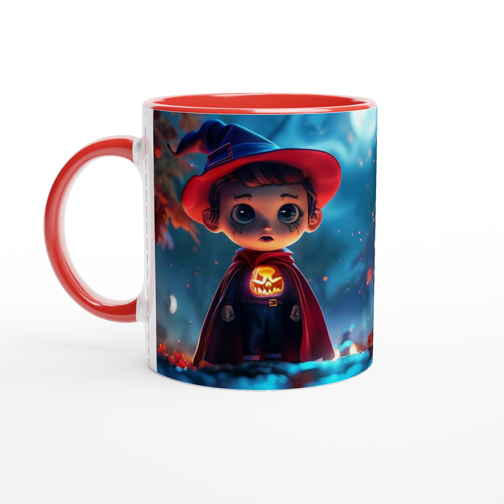 Magisk Halloween Mugg: Söt Häxpojke & Upplysta Pumpor – 11 oz Keramisk Mugg i Valfri Färg 2 5e1c127e-d692-4388-a0ca-b80e5236b056