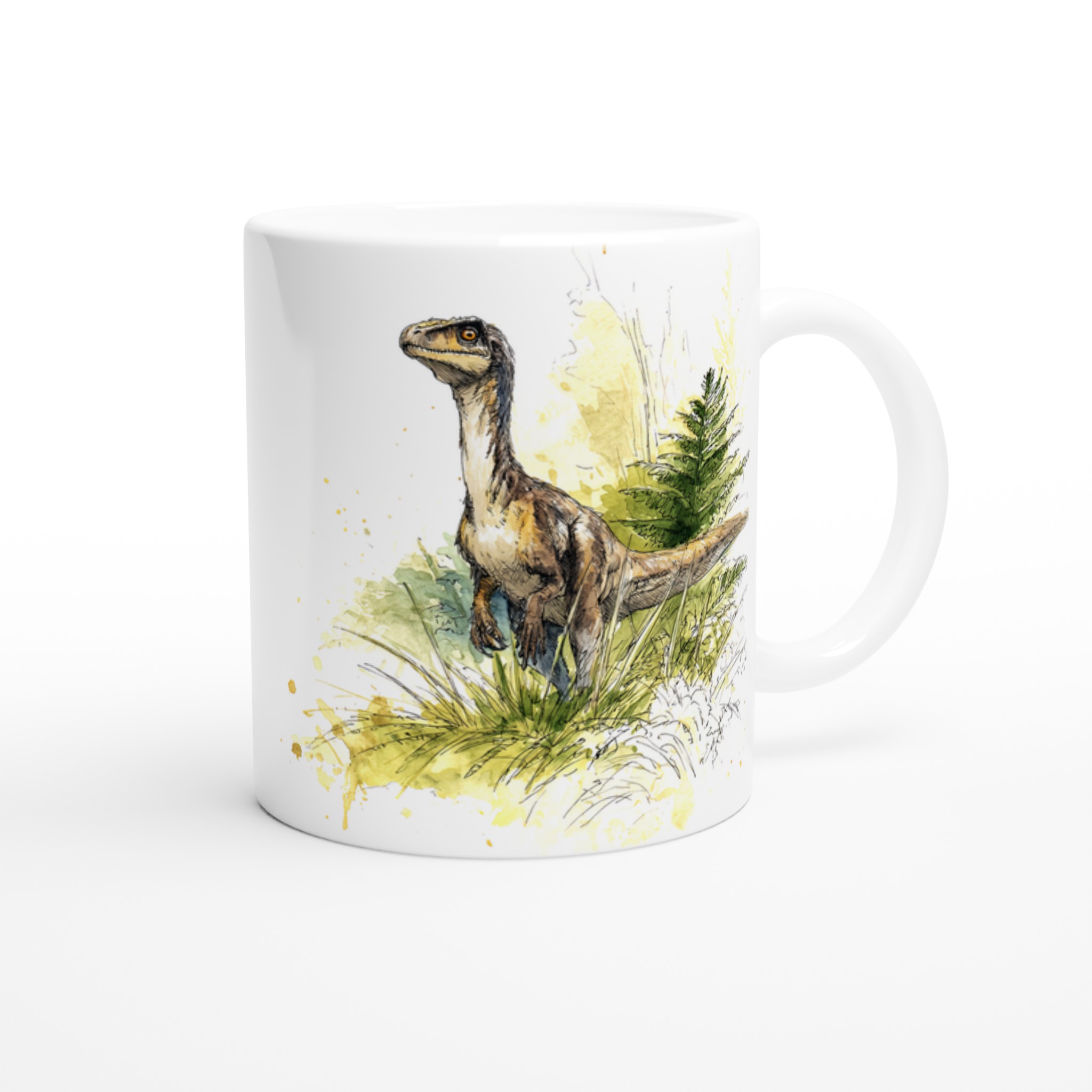 Förhistorisk Vänner Mugg: Akvarell Velociraptor – 11oz Keramisk Kaffekopp 9 5ea005e0-310a-4c19-97d9-eeab3f6a8285