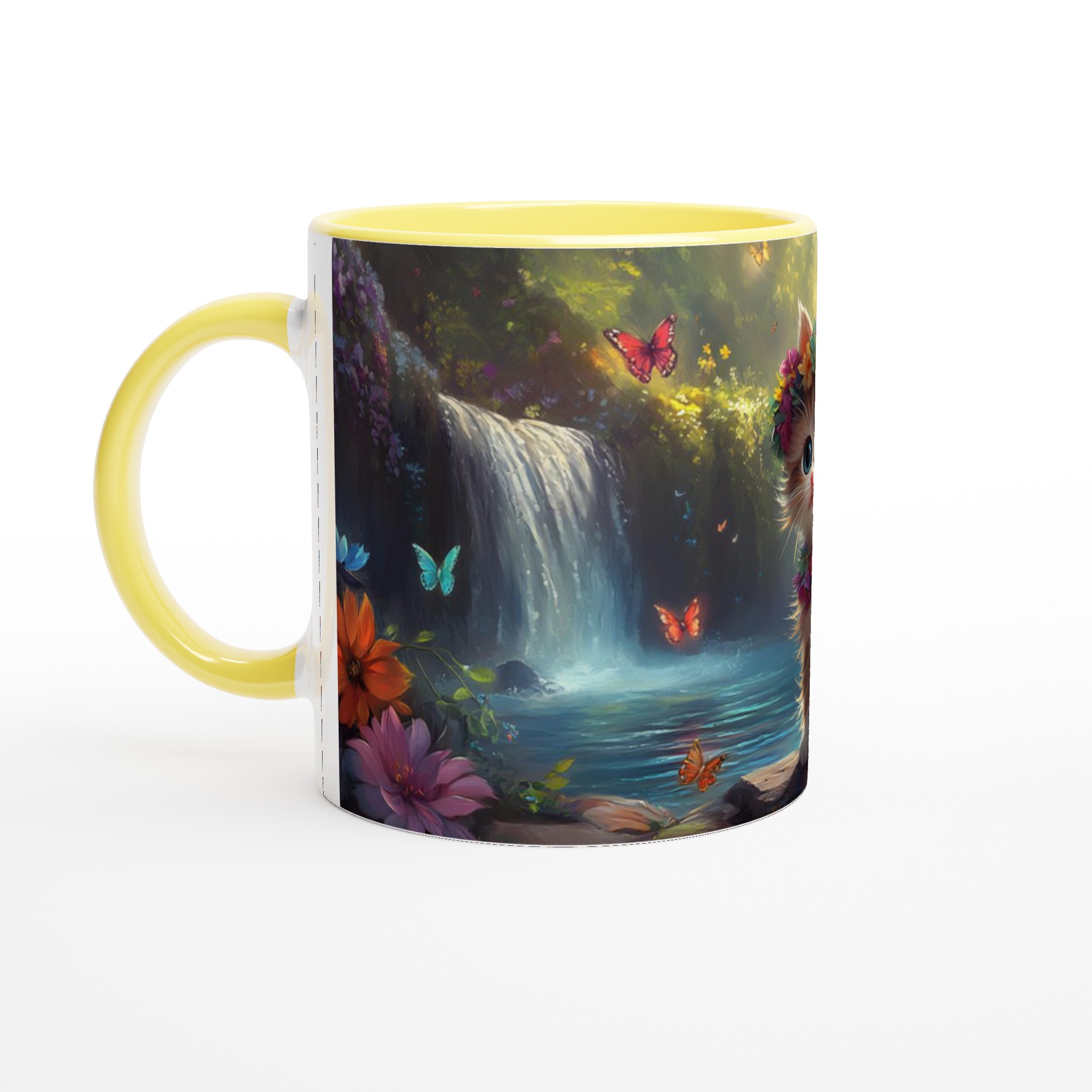 Magical Kitten Fantasy Mugg – 11oz Keramikmugg med Förtrollande Vattenfall & Blommor 5 5ed15c4b-4f49-47f2-8b07-a50c5f211ec1