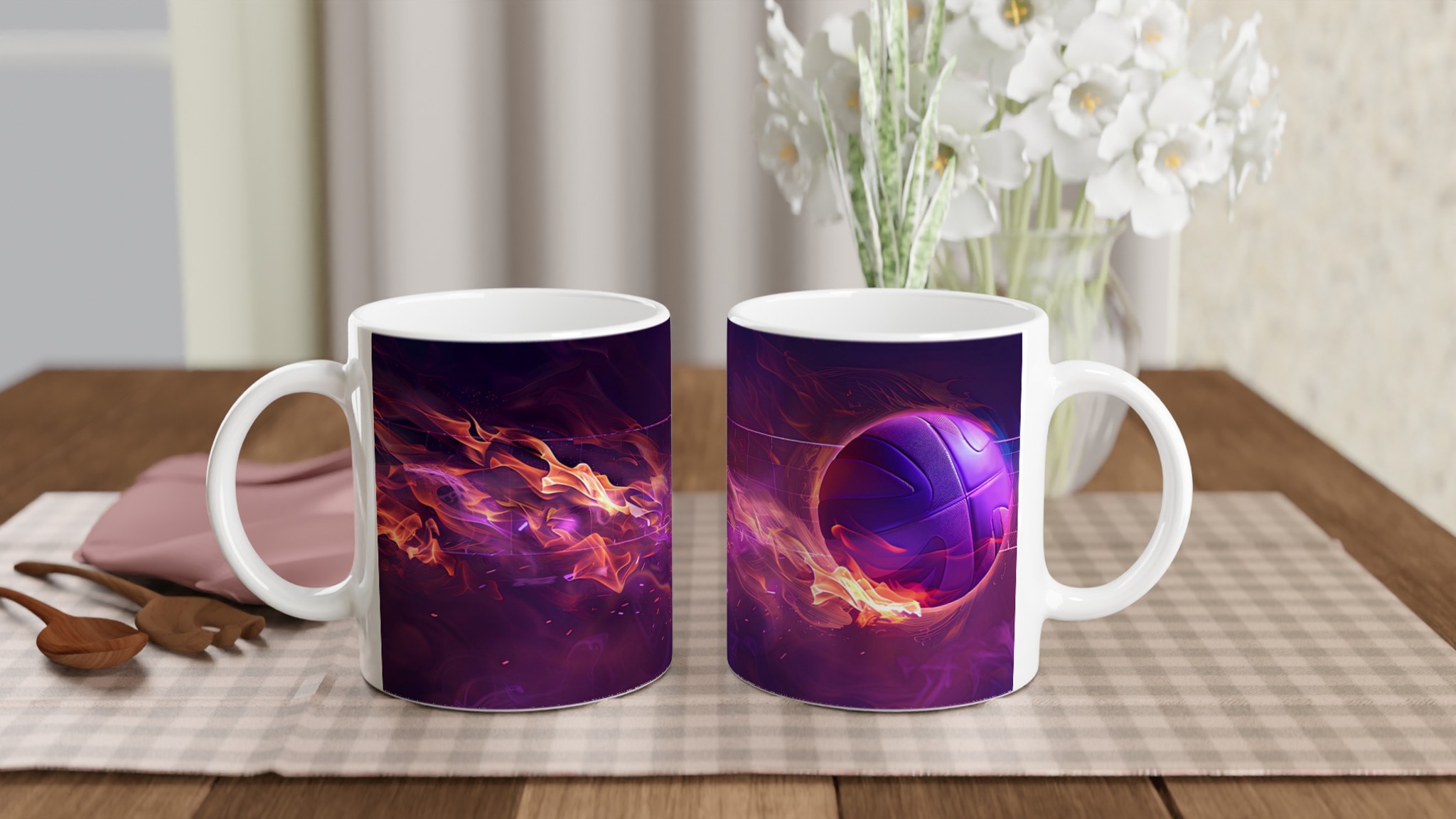 Neon Voleyboll Flame Mugg – 11oz Keramisk Mugg för Sportfantaster i Flera Färger 10 5f263550-b500-4fa9-8722-e3be1c13932c