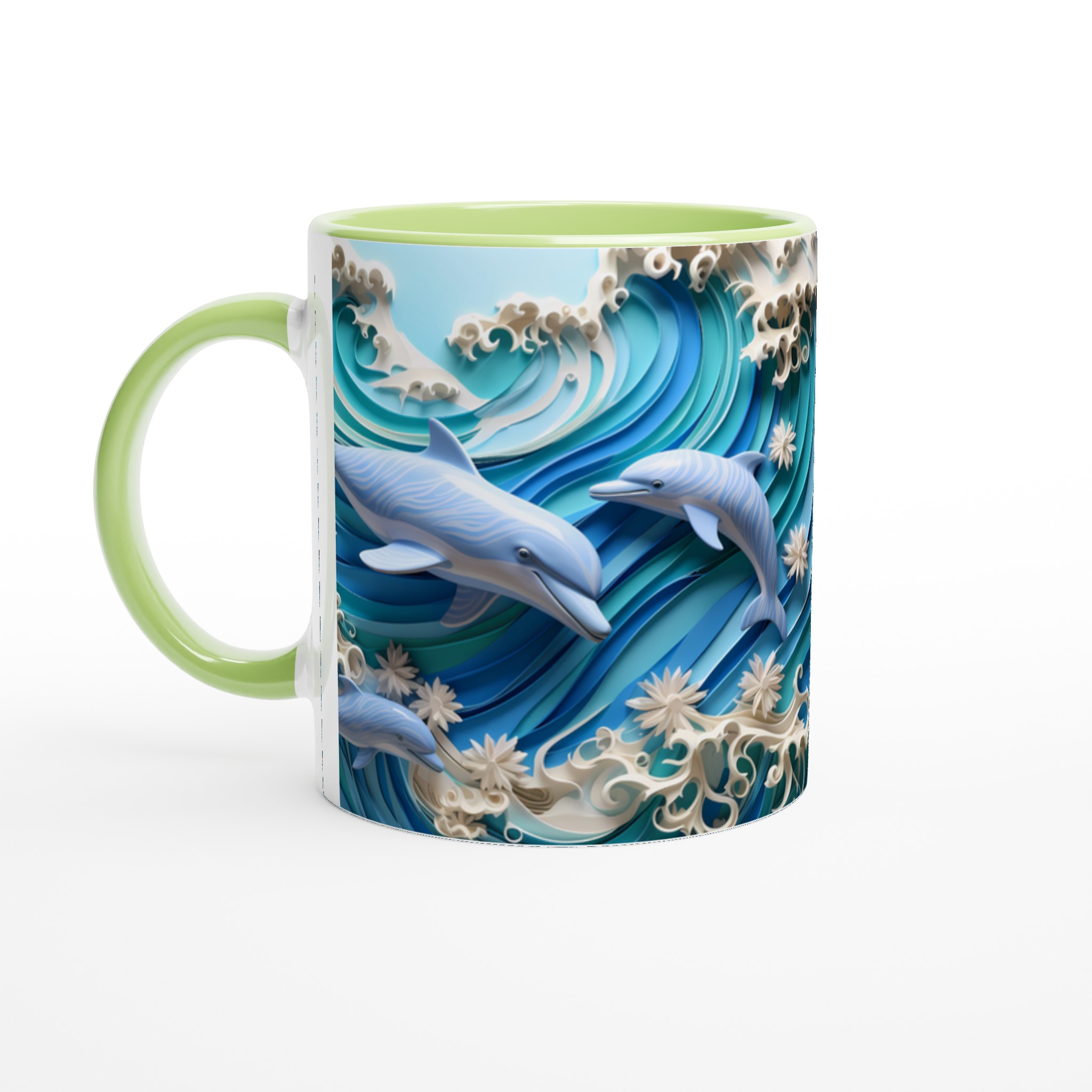 Delfiner i Oceanens Dans 11oz Keramisk Mugg – Ett Konstverk i Havsblått, Välj Din Färg! 3 5ff2042d-0cbc-4851-aa69-30dfec615d0d