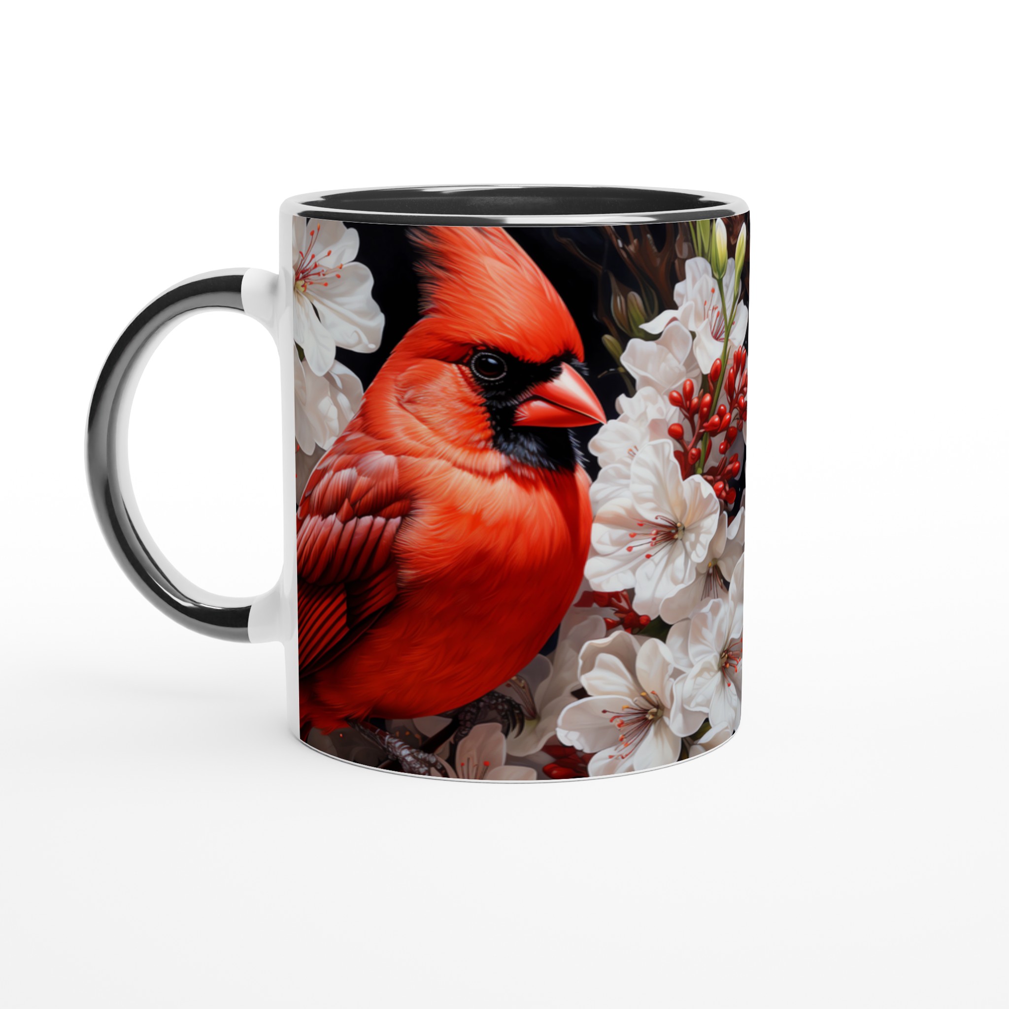 Kardinalens Prakt: 11oz Keramisk Mugg med Vibrerande Fåglar och Blommor – Välj din Färg! 8 6023068c-ce70-4e36-9e48-880f91ed06d9