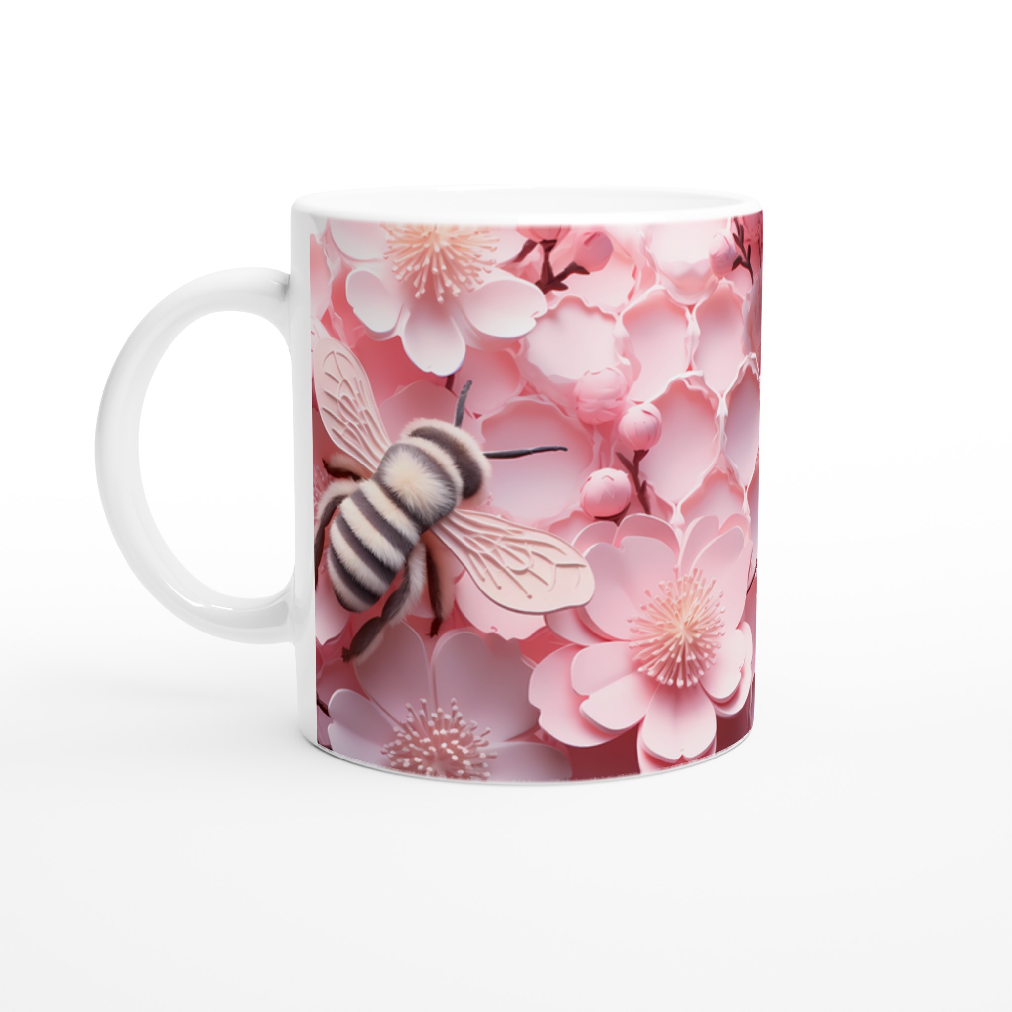 Pastellrosa Blomstermugg med Bin – 11 oz Keramikmugg för Vårkänslor & Naturnära Charm 1 602f8845-0a2b-43f9-9dfe-61d4425cd946