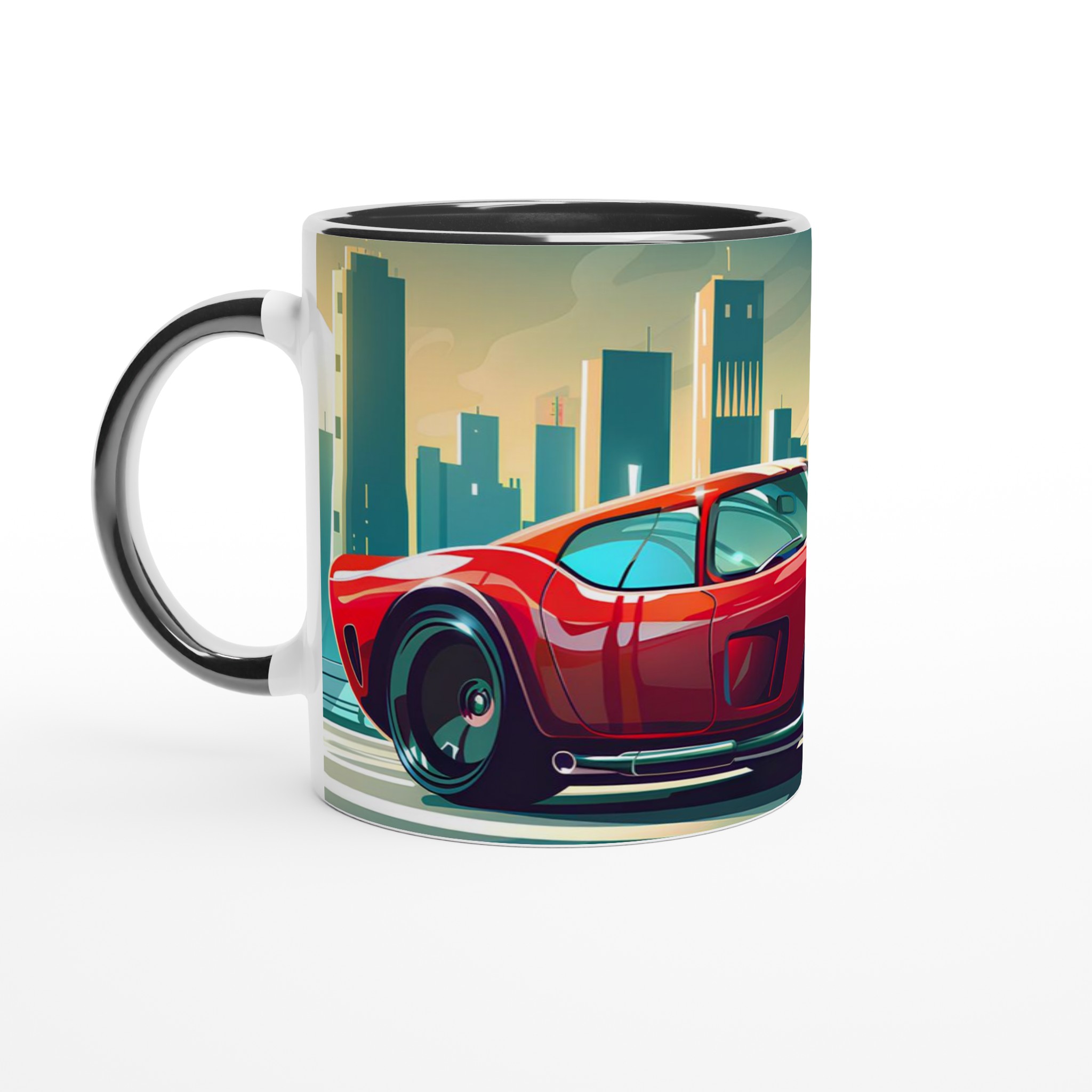 Red Racing Car Stadsbild Kaffemugg - Retro Sportbil Keramikmugg, 11oz 7 605d77f9-da75-4c2f-91a3-76c7dbe811db
