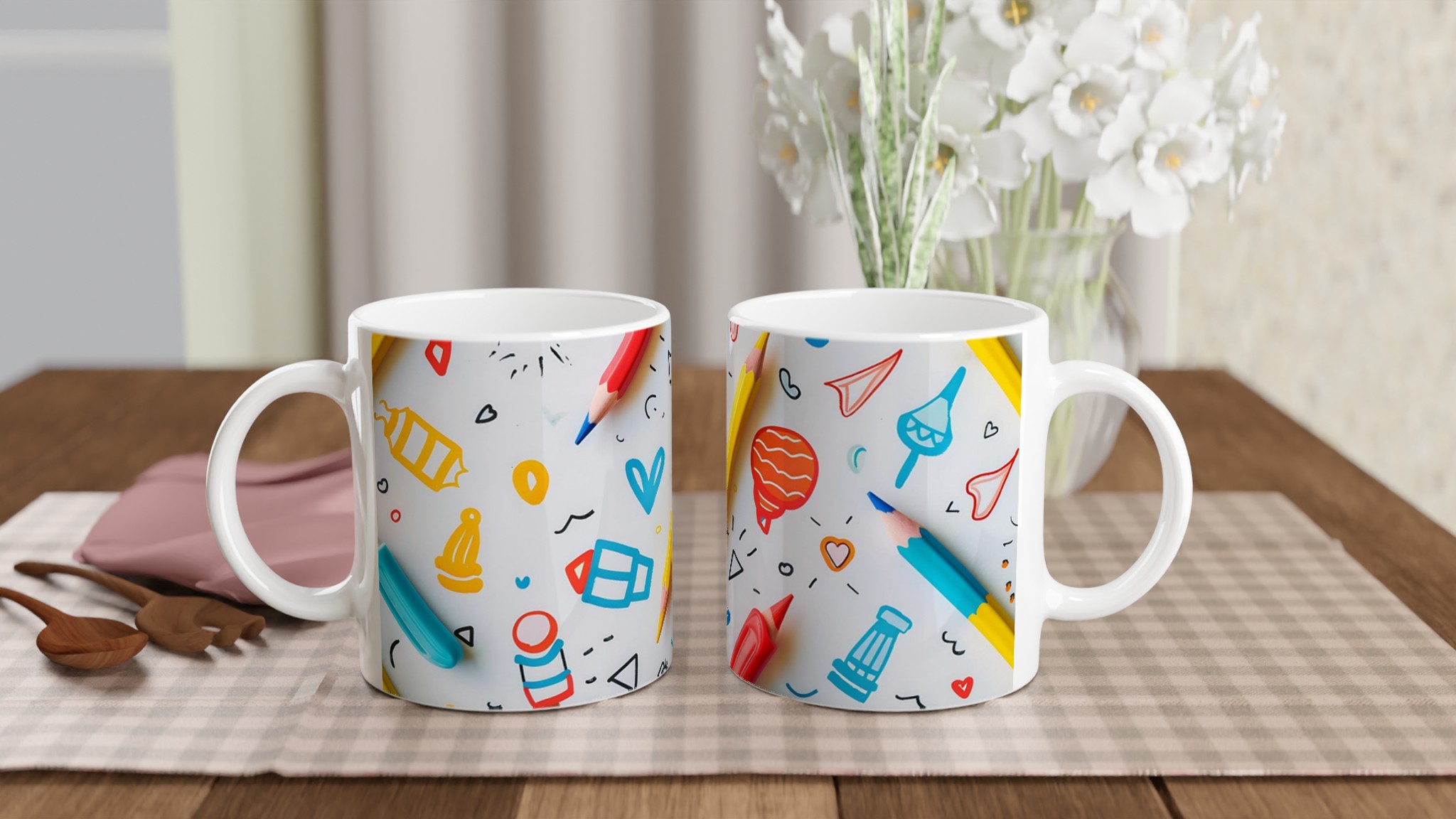 Kreativ Mugg med Tecknade Mönster – 11oz Keramikmugg för Vardagsglädje i Din Favoritfärg! 10 606e7621-1b4c-4a98-97a1-413d43b7094a