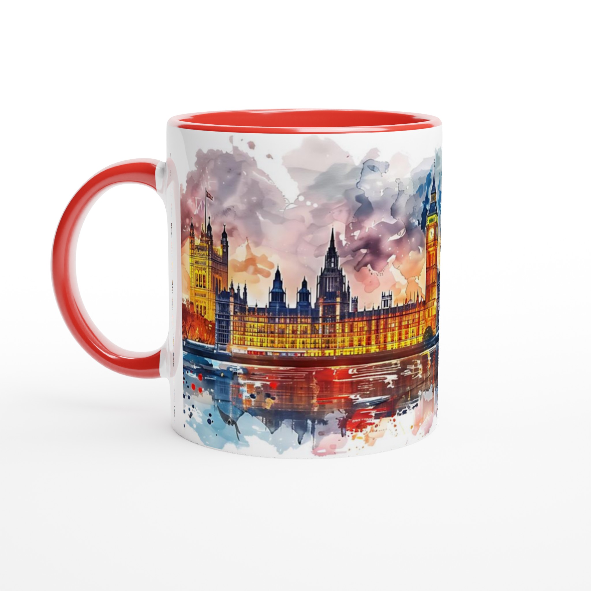 London Skyline Akvarellmugg – Konstnärlig Siluett & Levande Färger, Välj din favoritfärg! 2 60d34ba6-3e8f-4342-a3c5-ee2e46591282