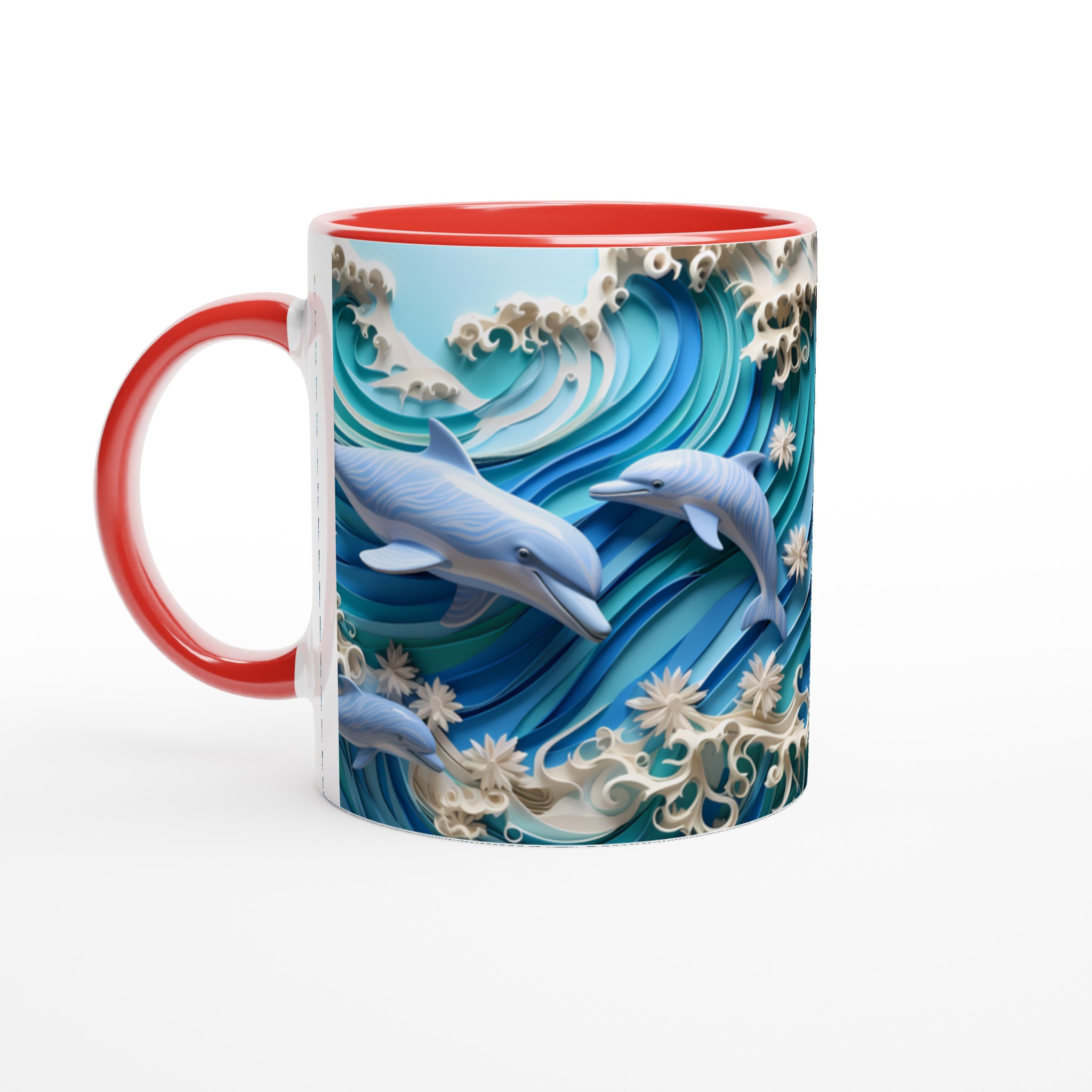 Delfiner i Oceanens Dans 11oz Keramisk Mugg – Ett Konstverk i Havsblått, Välj Din Färg! 2 611f5e37-0a64-4e38-806d-c7b83957fb30