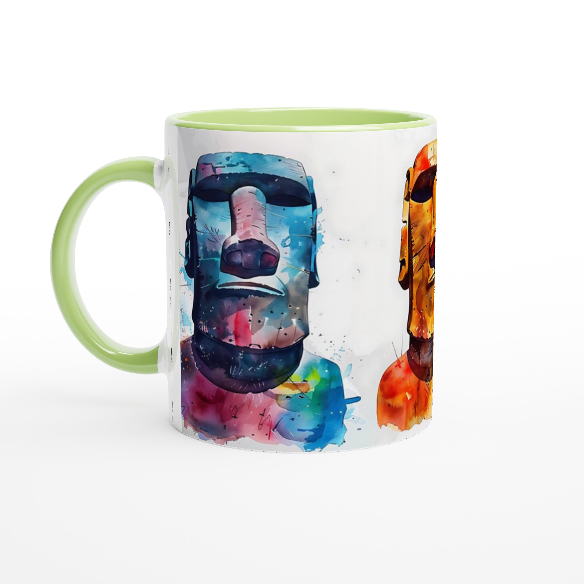 Moai-inspirerad Keramikmugg – Konstnärlig Akvarellstil i Valfri Färg 3 6146daa0-bc2e-4f93-95e5-a3698c6381f9