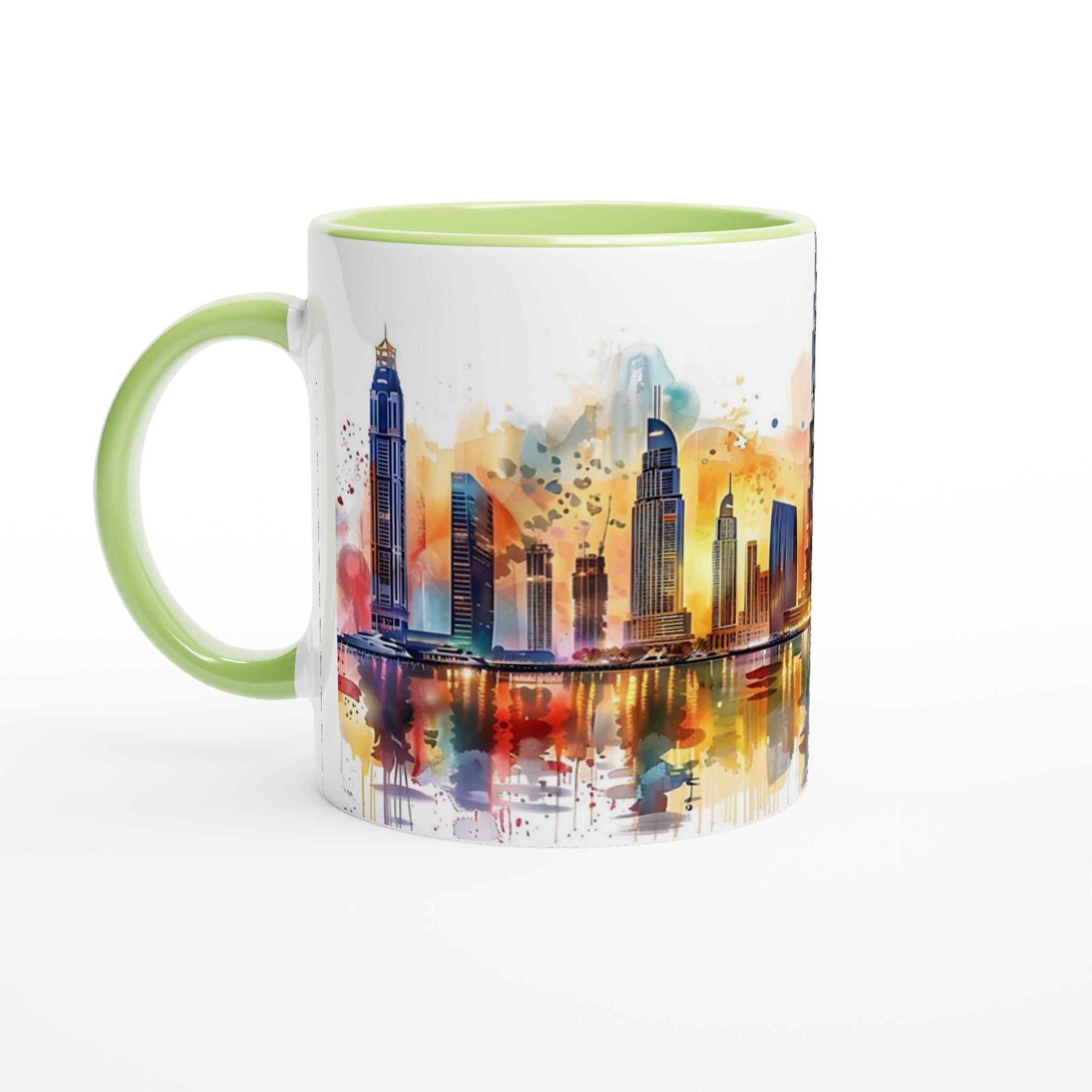 Dubai Skyline Akvarell Mugg - Färgstark Stadsutsikt för Din Kaffestund, Välj Bland Flera Fina Färger 3 61ceacc2-402a-4520-a825-26a8fec07f96