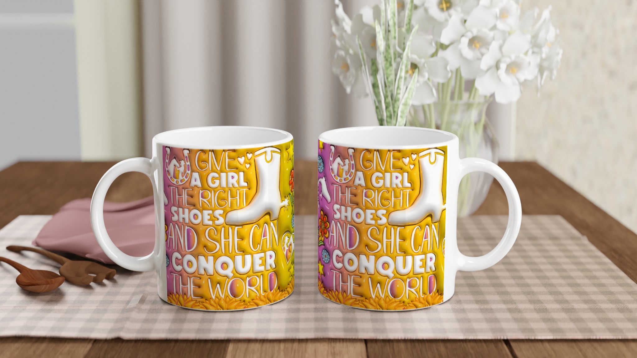 "Conquer the World" Western Chic Mugg – Inspirerande Keramikmugg i Klara Färger 10 61df388e-bd2e-4009-98eb-a3910e0eac16