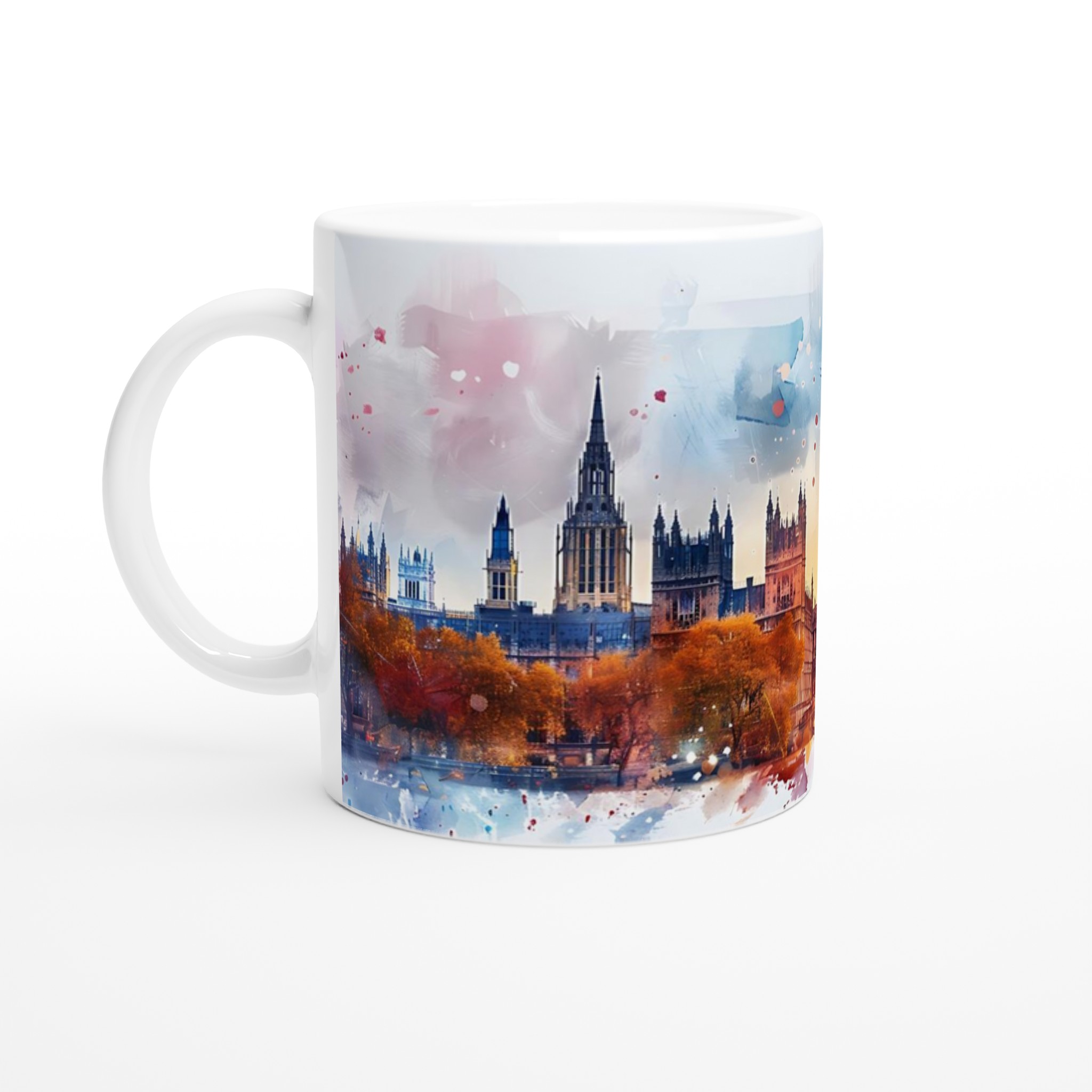 London Watercolor Skyline Mugg – Konstnärlig Silhuett i Klara Färger, 11oz Keramikmugg 1 62441cf6-a84a-4e62-871c-fc6a7a789d9d