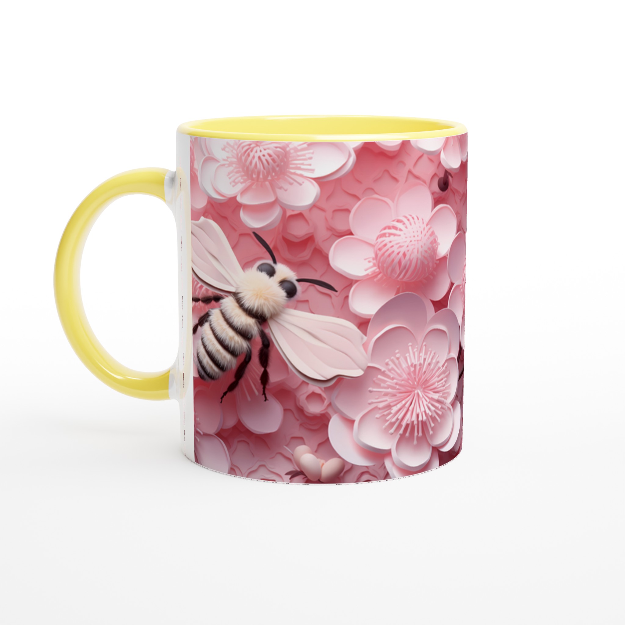 "Pink Blossom Bee" Keramisk Mugg – Drömlikt Motiv i Pastell, Välj Din Favoritfärg! 5 625df15d-338a-47cb-8bbe-1c47ce1accfa
