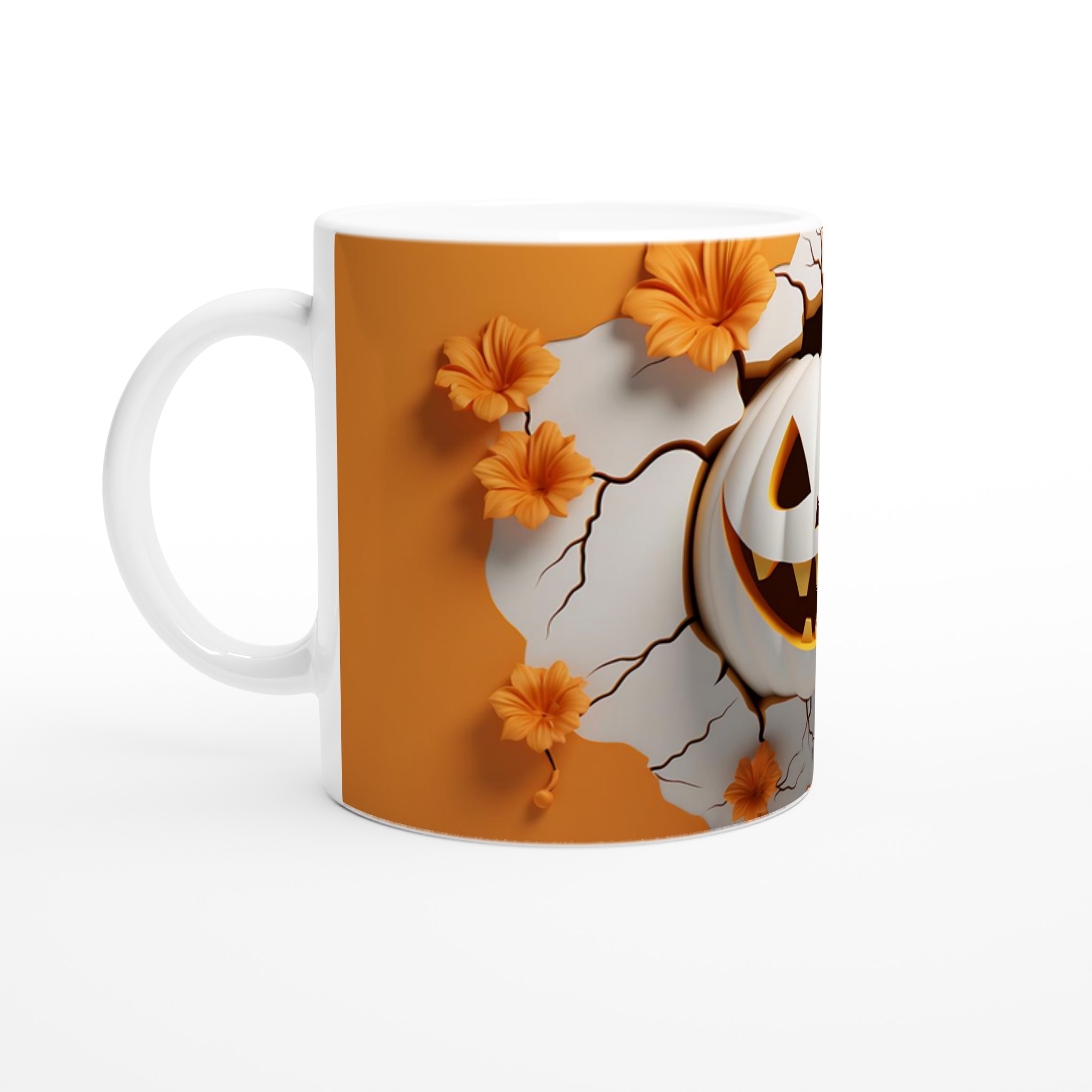 Busig Halloween Mugg – Vit Keramikmugg med Skrämmande Söt Pumpa 1 62625717-50d3-4d31-a986-1ccbfca5ff17