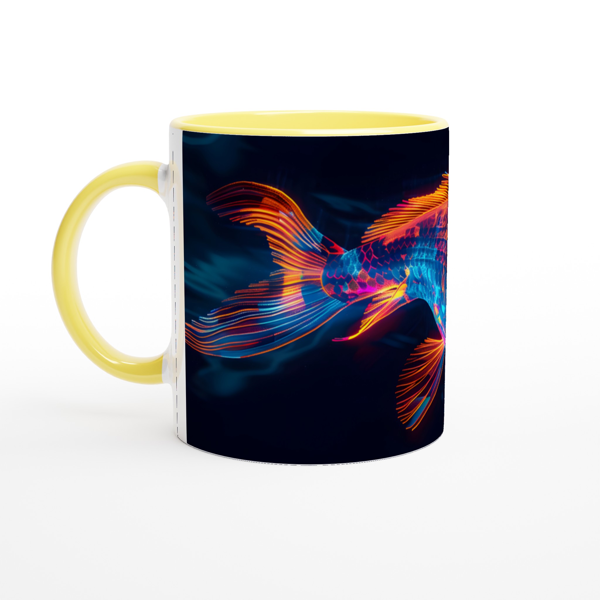 Neon Koi: 11oz Keramisk Mugg – Lysande Fiskdesign i Levande Färger för Kaffe- och Tedrickare 5 62b5c353-9c54-48e7-a866-a321172260ff
