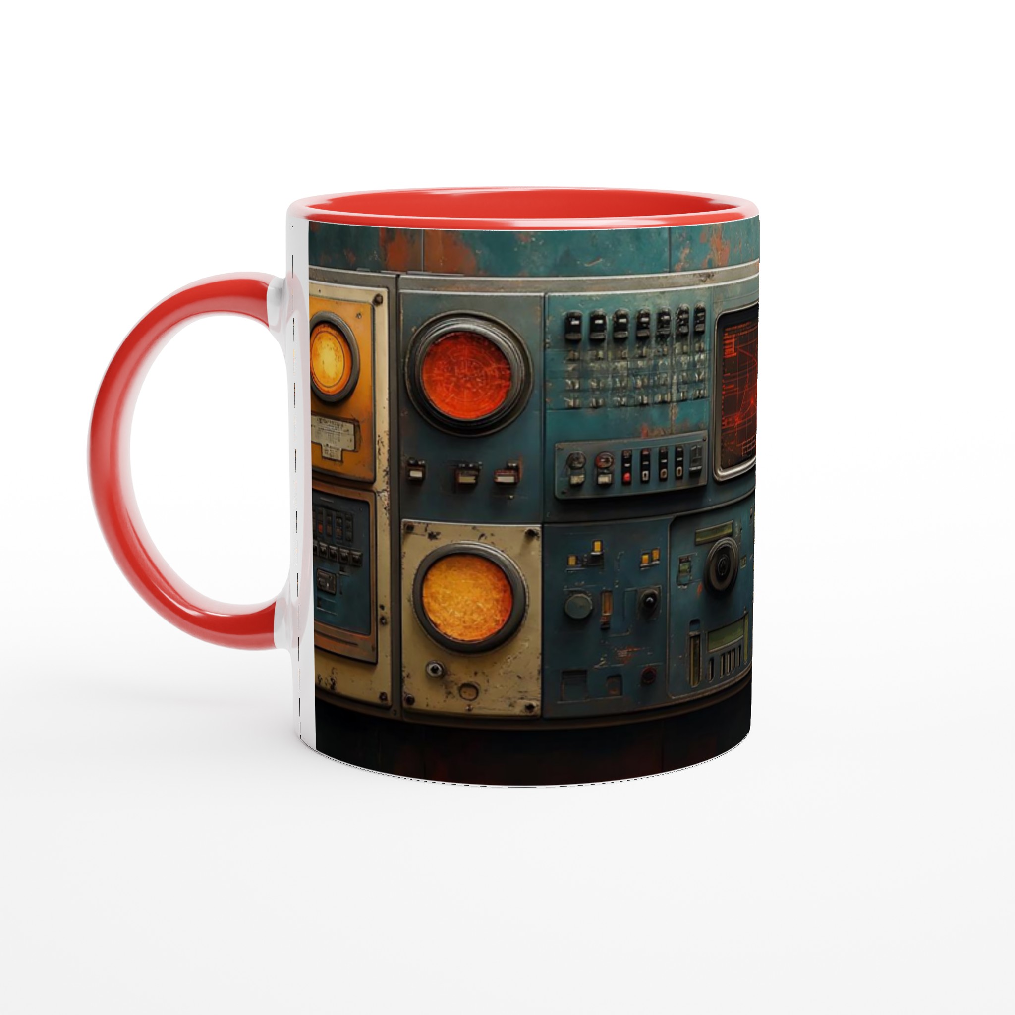 Retro Futurism Kontrollpanel Keramisk Mugg - Vintage Sci-Fi Design i 7 Färger 5 6305d6df-a932-4d09-88f7-4b1b51d98ac5
