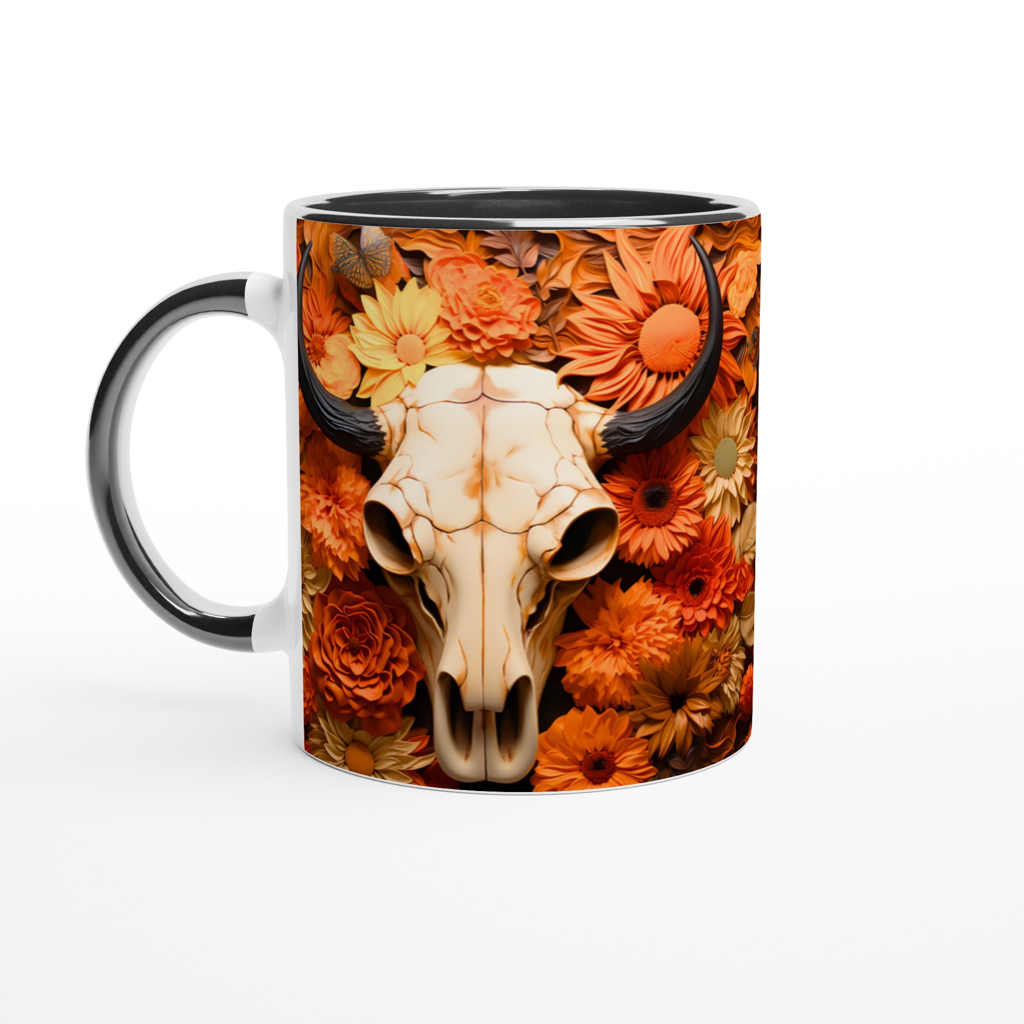 Bohemisk Blomster & Buffalo Skalle Keramisk Mugg – 11 oz Premium Design för Kaffeälskare 7 63175870-5b5a-4460-9e89-695d396c1d41