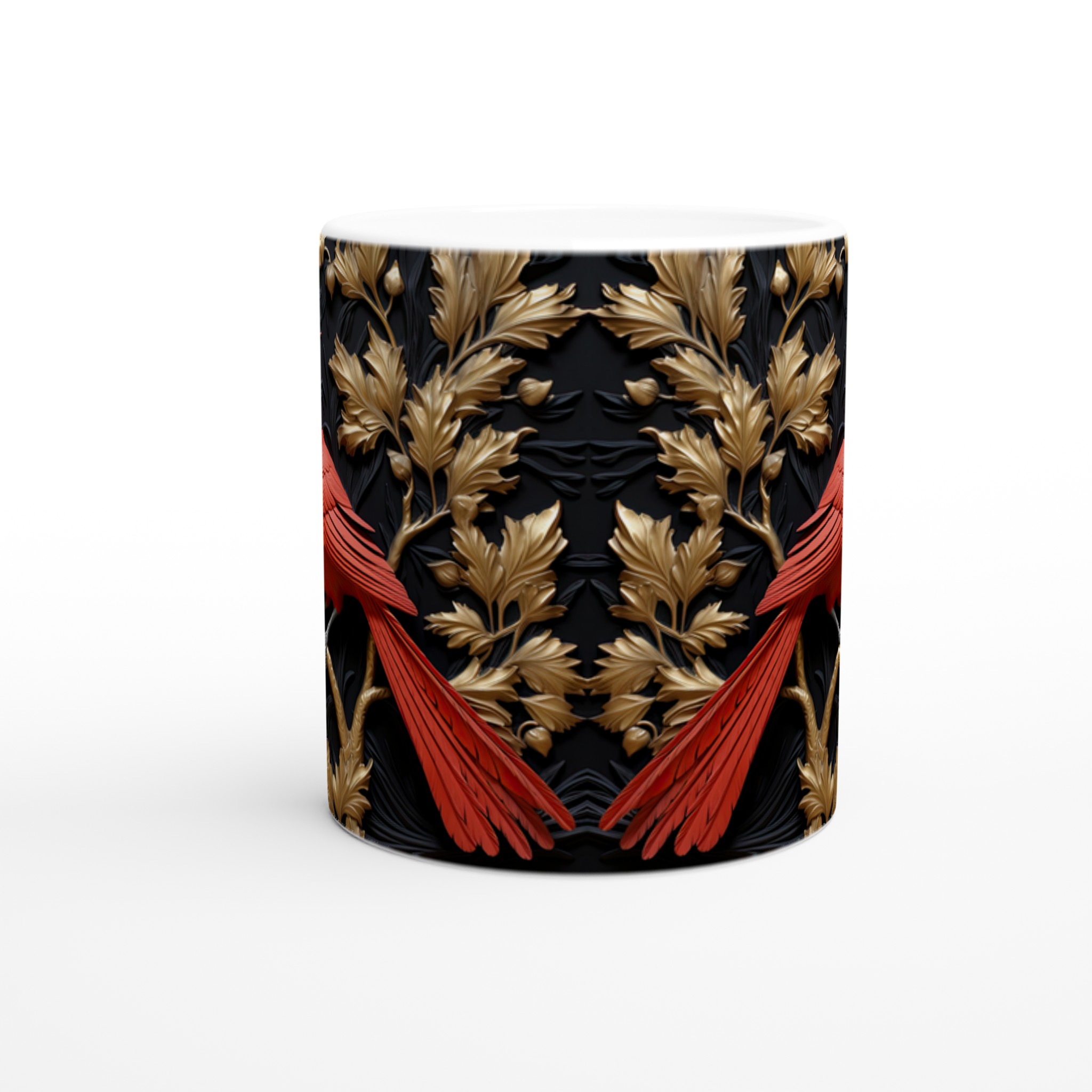 Elegant Vit 11oz Keramisk Mugg med Klassisk Rödhakad Domherredesign i Sju Färgval 8 63337540-ee96-4bff-bf3d-60f719f3fe24