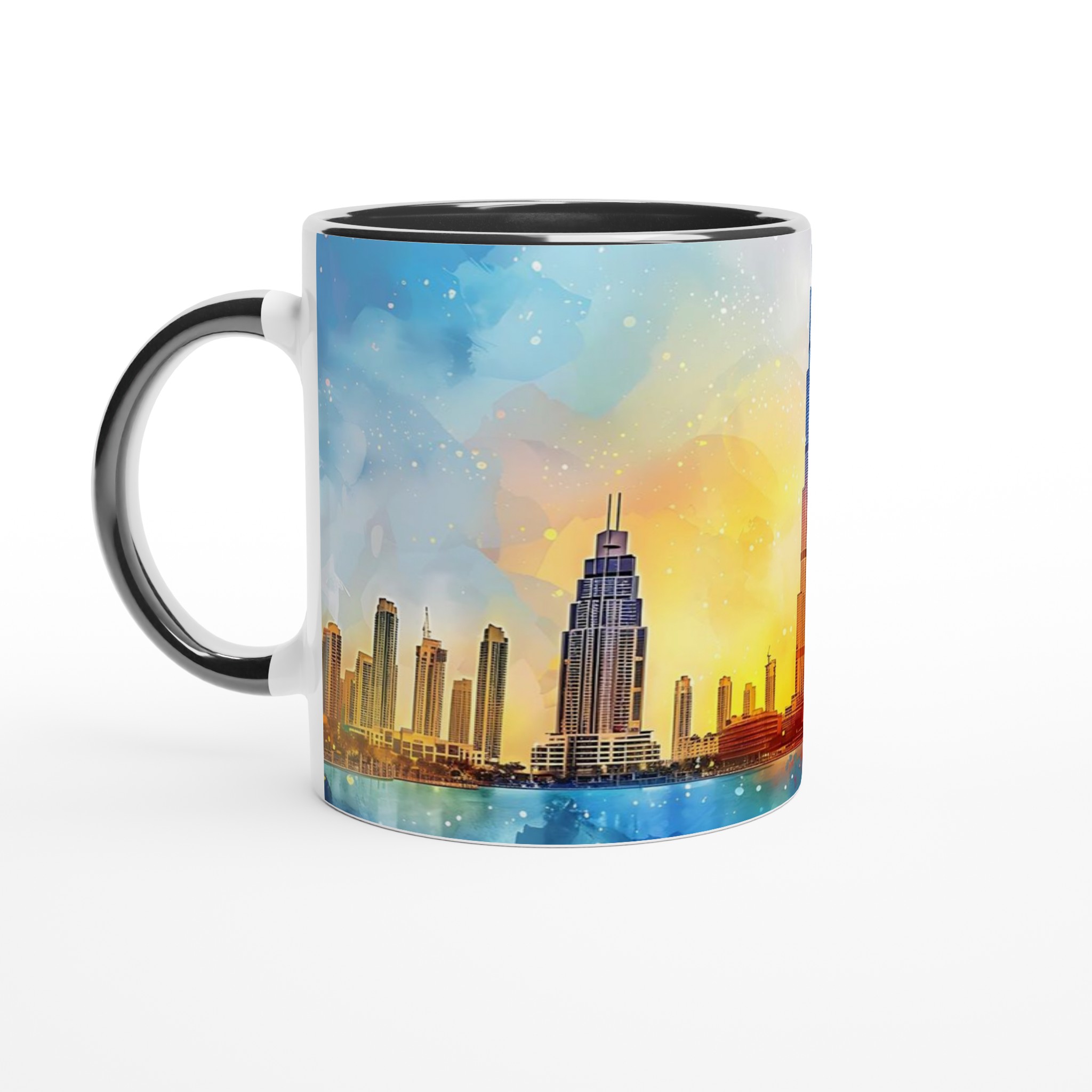 Dubai Skyline Watercolor Mugg – Färgstark Keramikmugg 11oz 7 6365f41d-fb61-49ed-ac6d-96861a1a6545