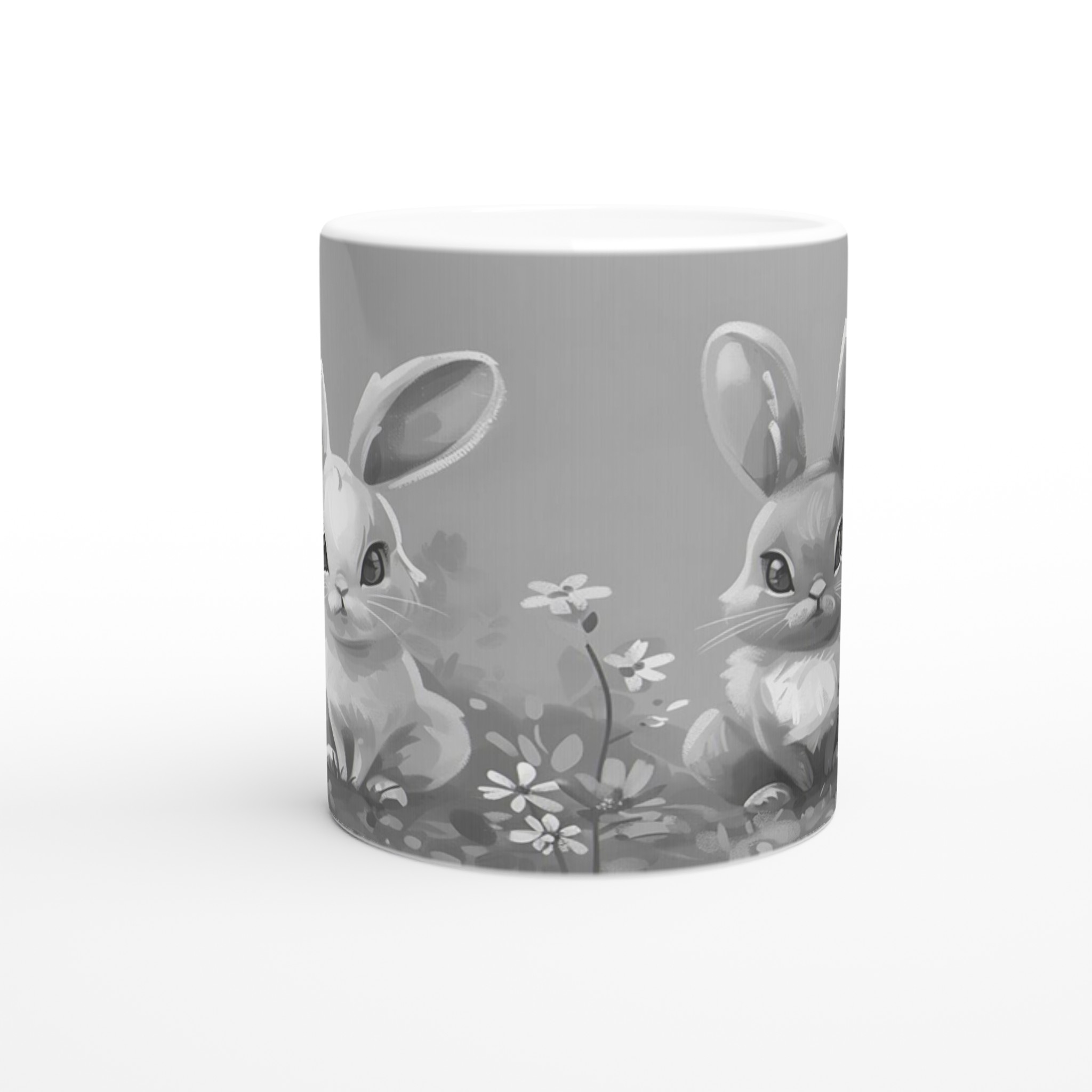 Söta kaniner i blomsteräng - 11oz keramisk mugg för drömmande stunder i din valfria färg! 8 636d879d-3f33-405b-8894-d467bd767ee6