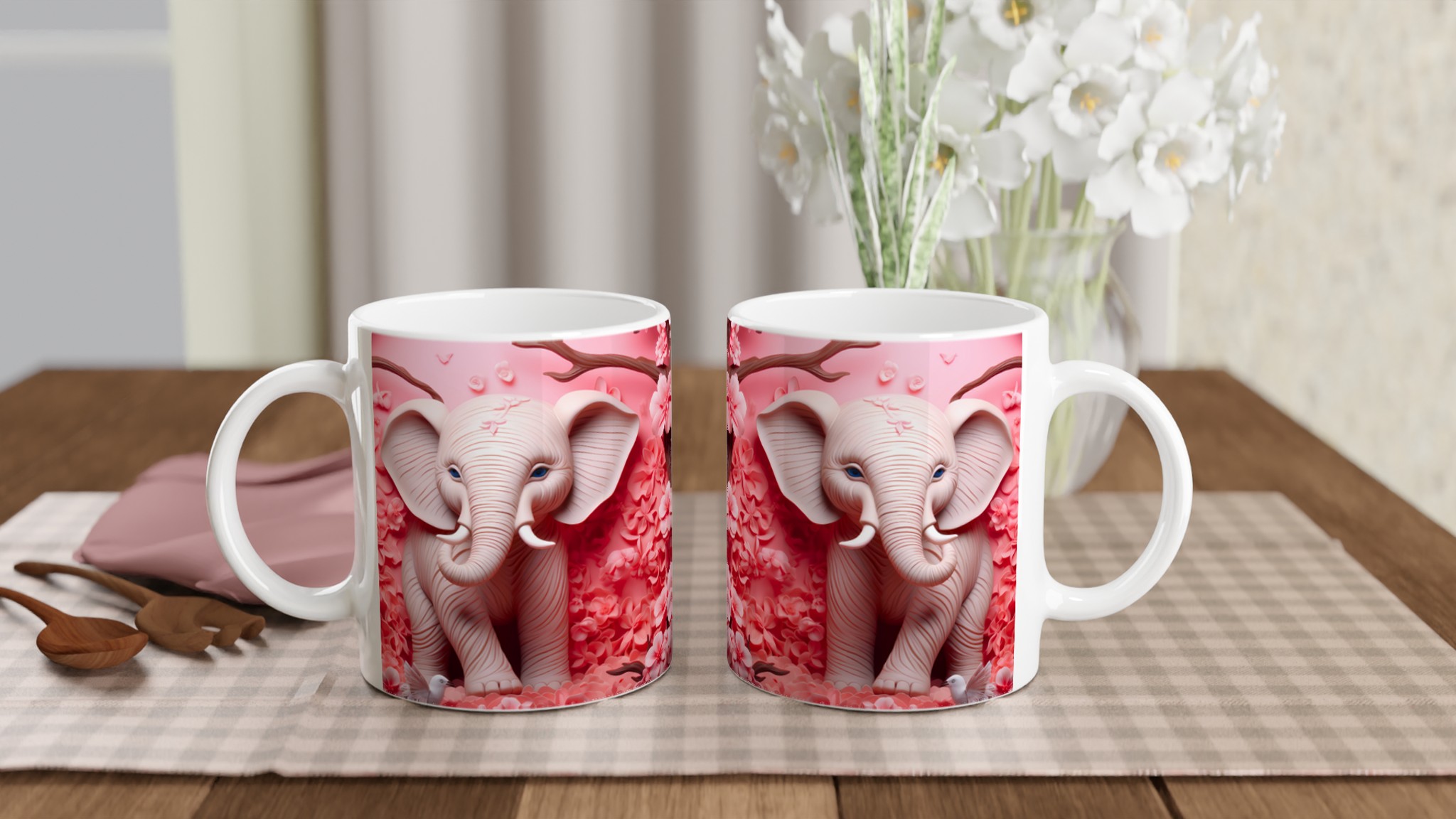 Rosa Drömmar Keramikmugg - Elegant Elefant & Blomsterdesign i 11oz 10 63e4212d-0ec3-47f5-8f5e-4f01bb02399a
