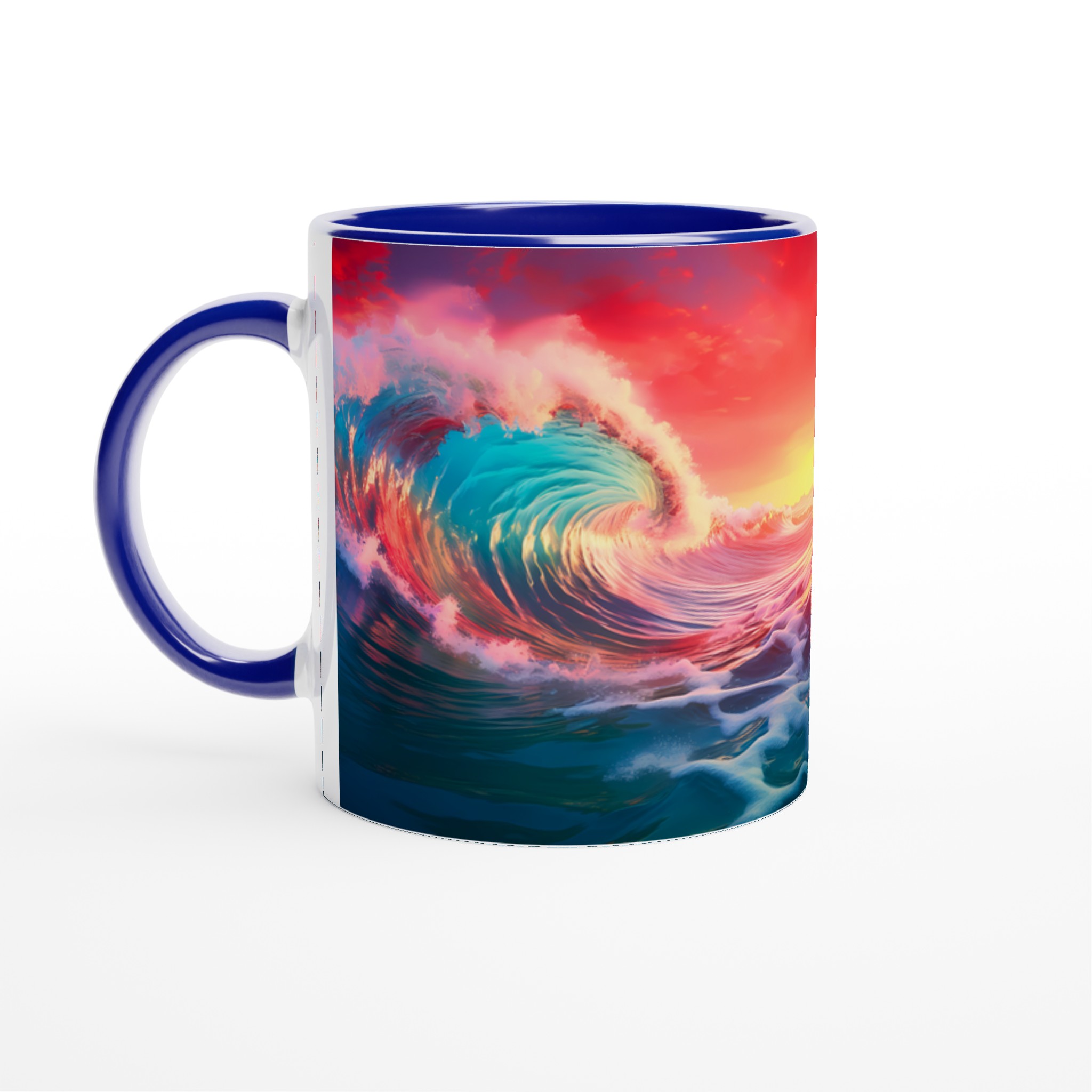 Oceanisk Färgexplosion – 11oz Keramisk Mugg med Vibrerande Vågmönster 4 6490956a-9884-4852-98cb-228866b0934a