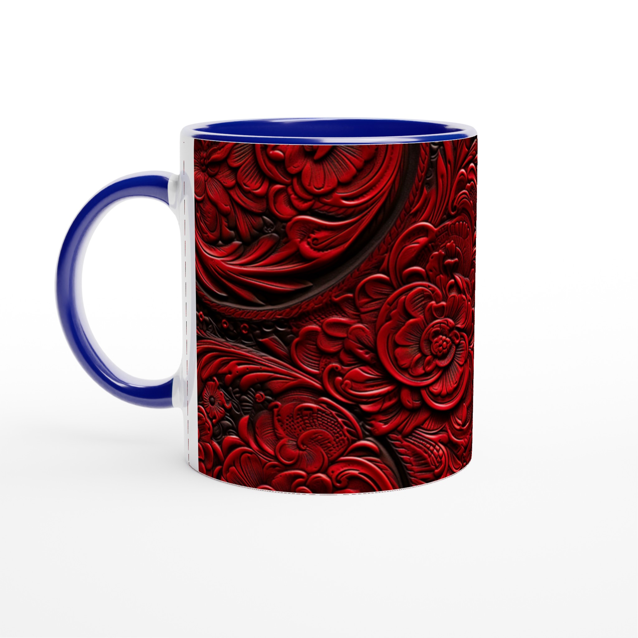 Red Floral Embossed 11oz Keramikmugg – Din Kaffestund i Lyx 4 64987e95-d723-41de-a658-b8cf51729e94