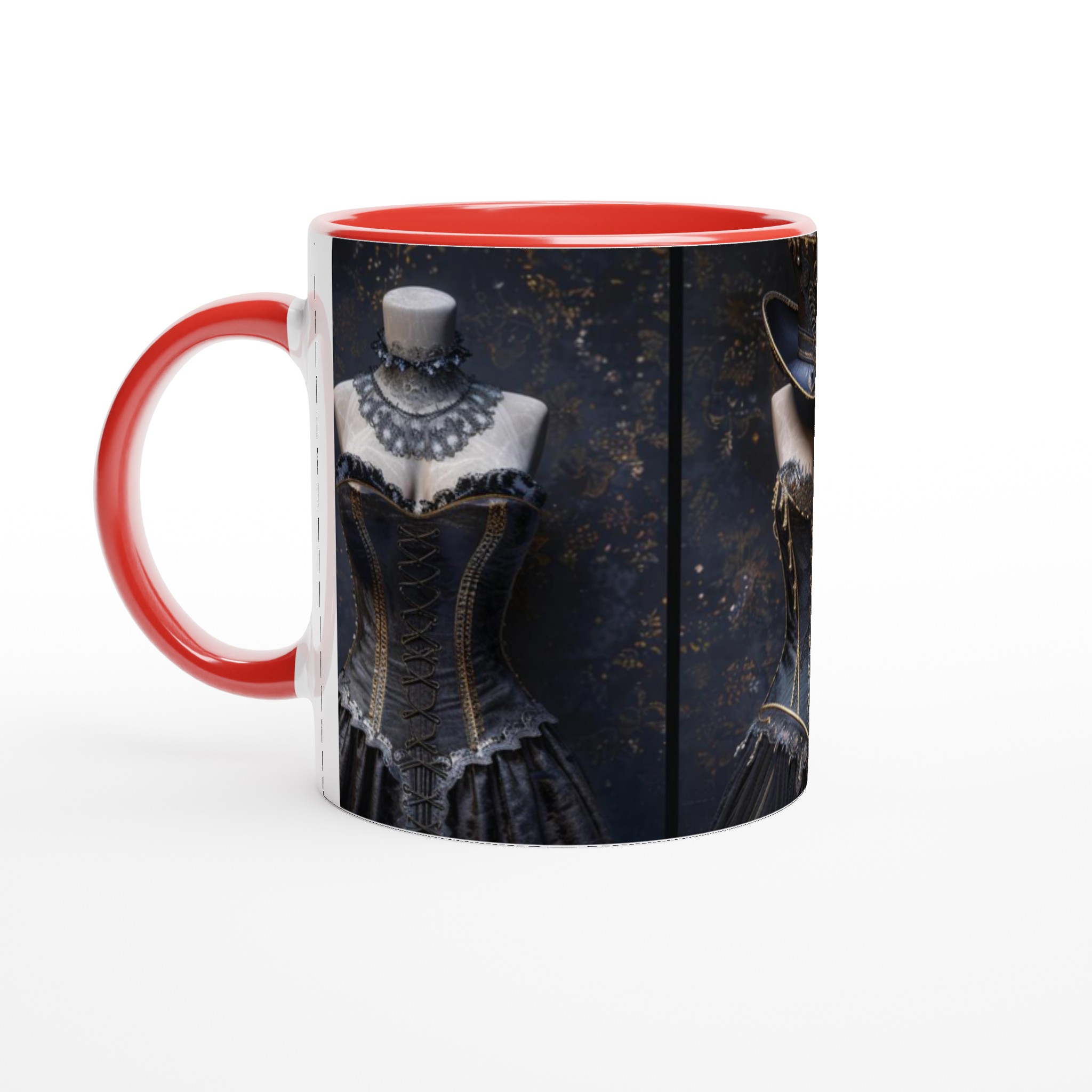 Vit 11oz keramisk mugg med elegant svart och guldig steampunkinspiration – välj bland sju klassiska keramfärger 2 655070ae-f784-4a70-b694-2b6fb3e6fd16
